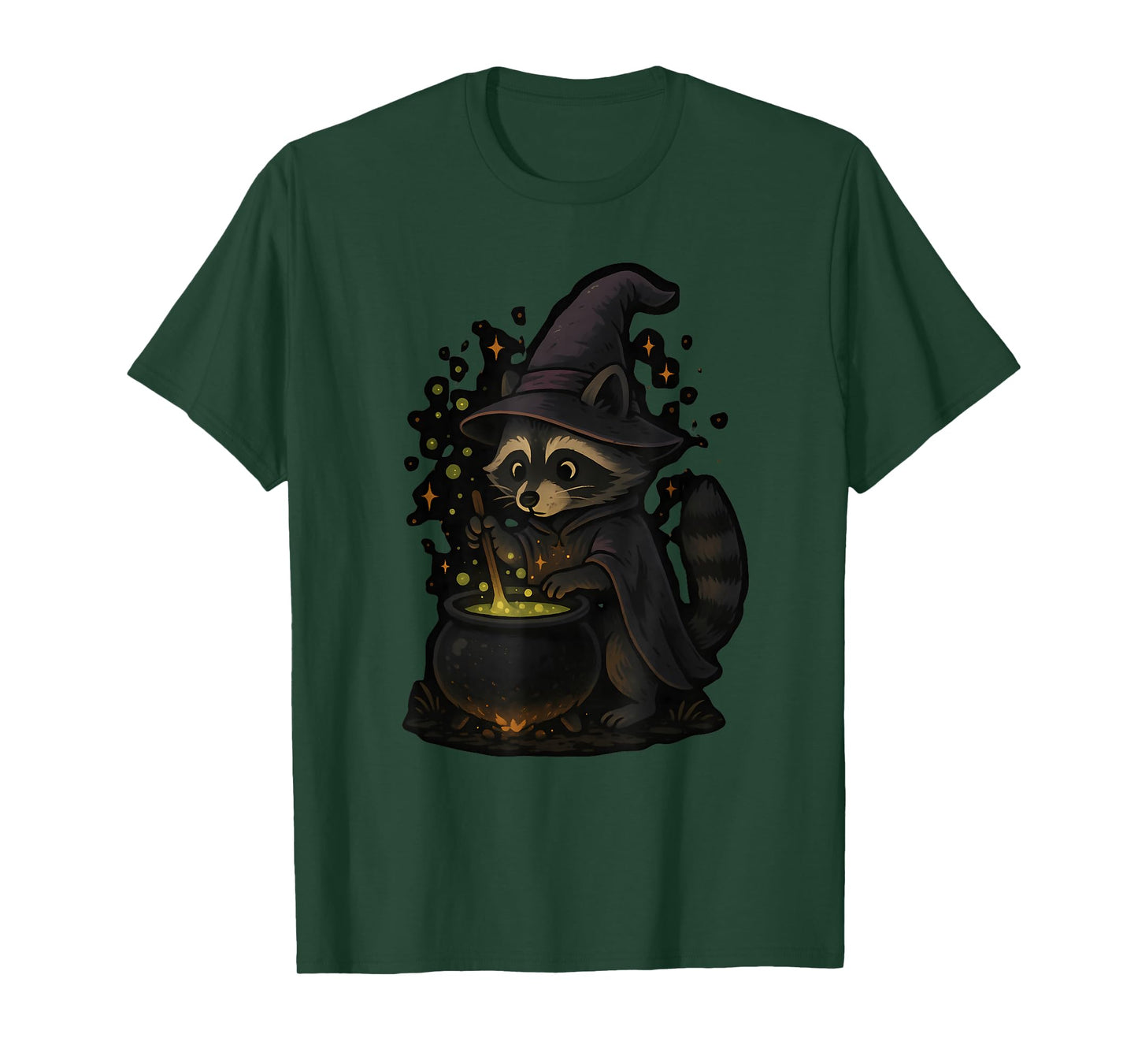 Witch Raccoon Stirring Cauldron T-Shirt