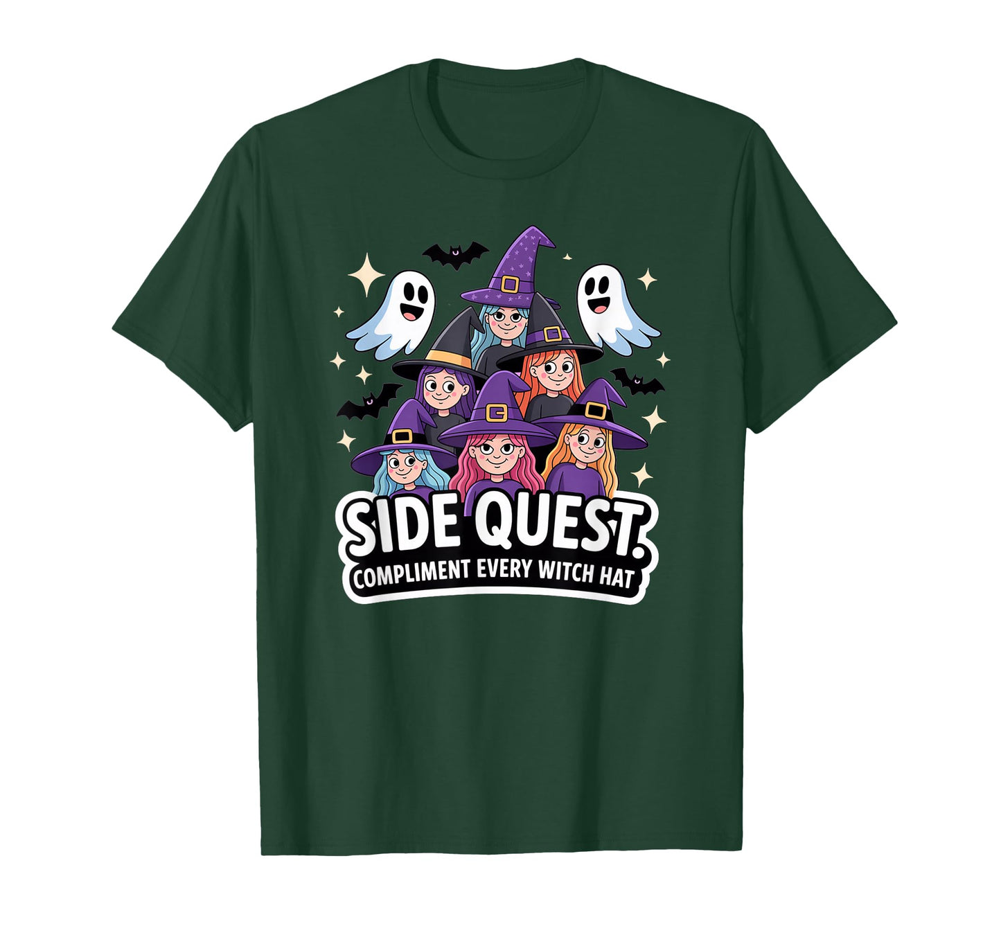Side Quest: Compliment Witch hat, Funny Side Quest Halloween T-Shirt