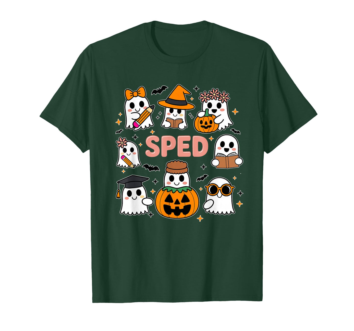 SPED Ghost Squad Reading Pencil Pumpkin Witch Halloween T-Shirt