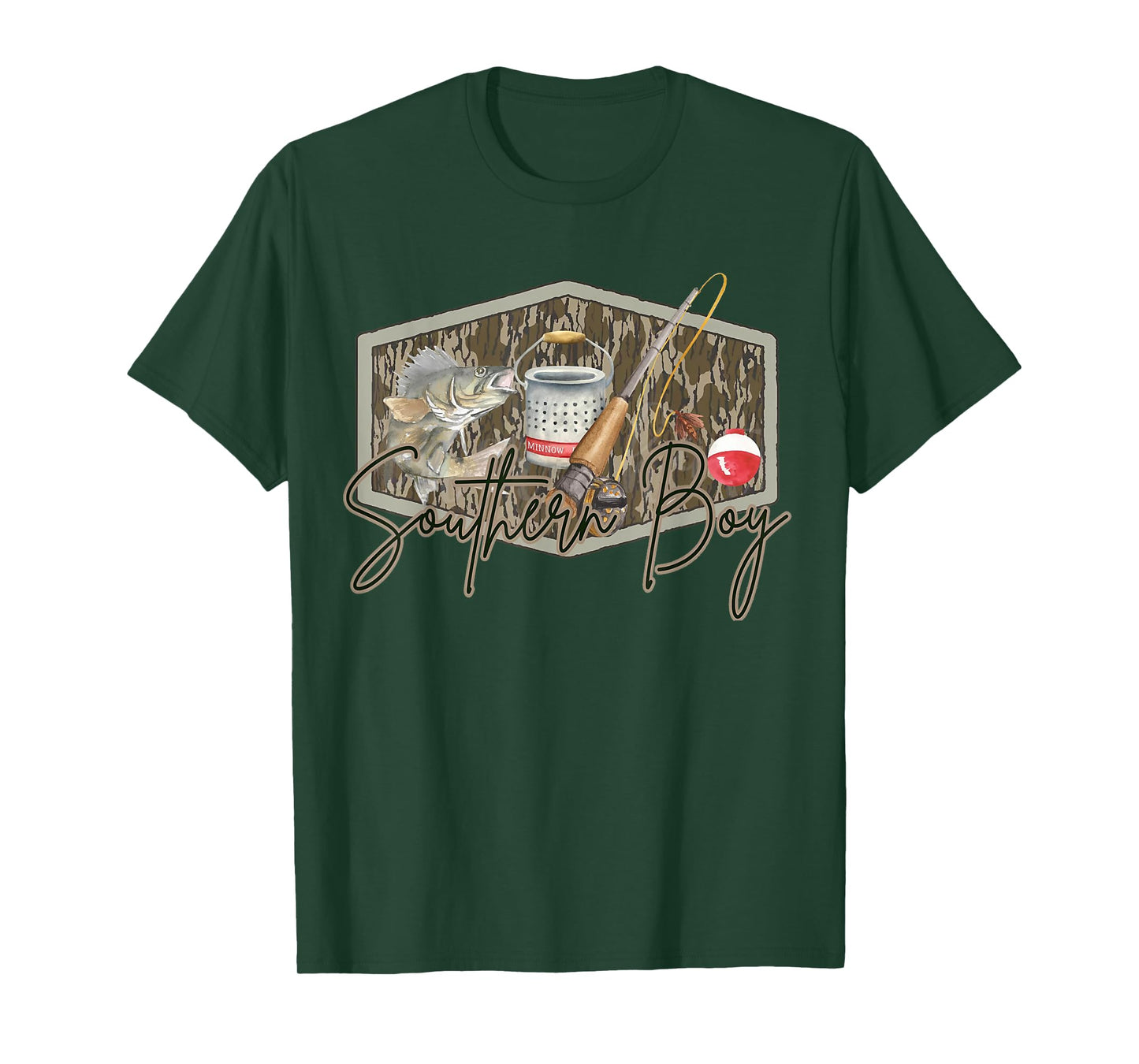 Southern Boy Fishing Camouflage Old Camo Southern Vibes T-Shirt