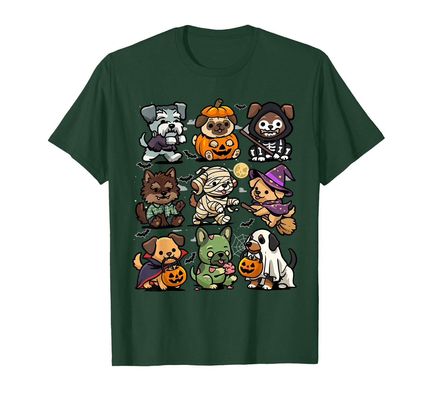 Spooky Dogs Halloween Creepy Puppies Ghost Vampire Zombie T-Shirt