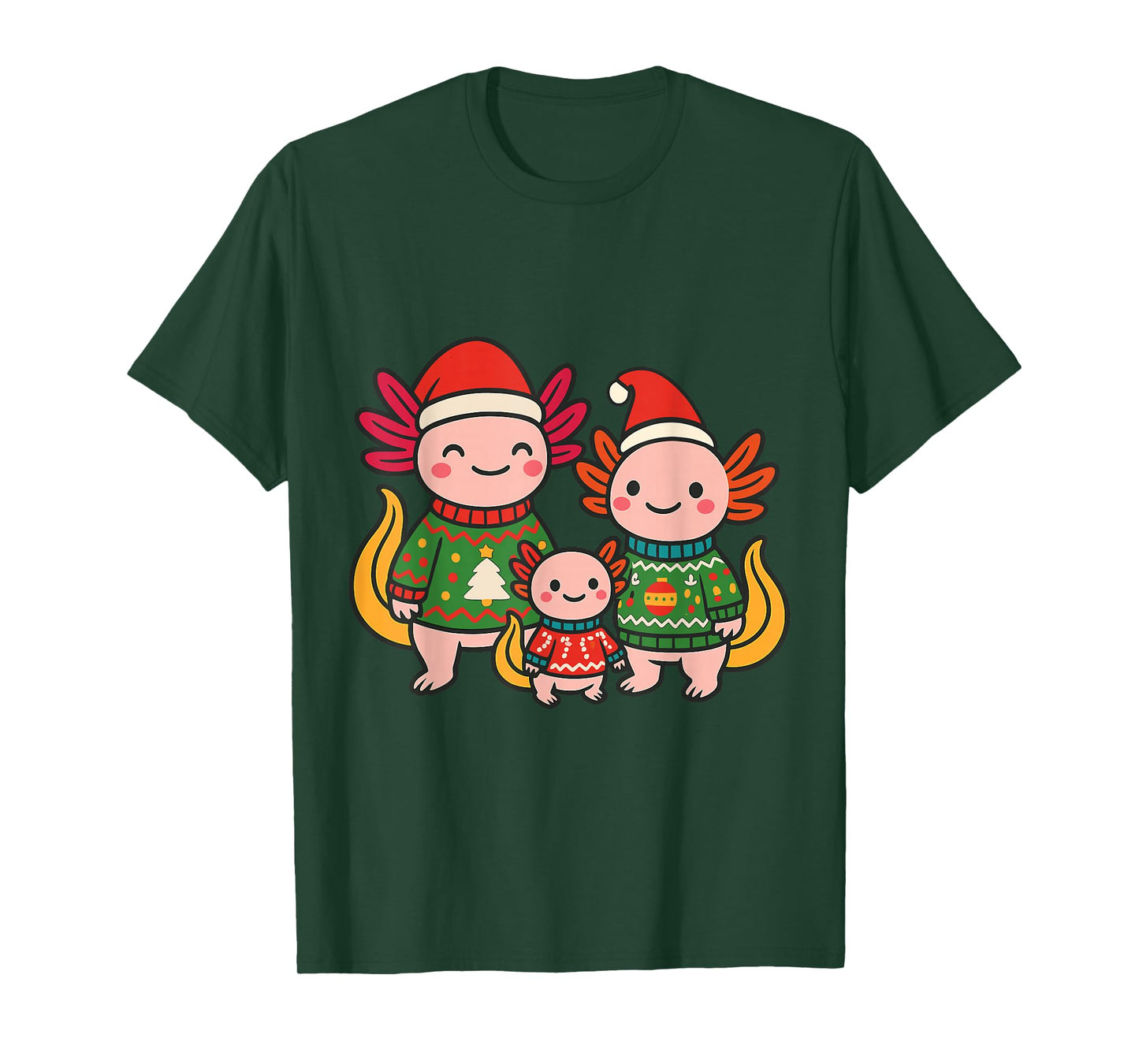 Cute Christmas Axolotl Family Holiday T-Shirt