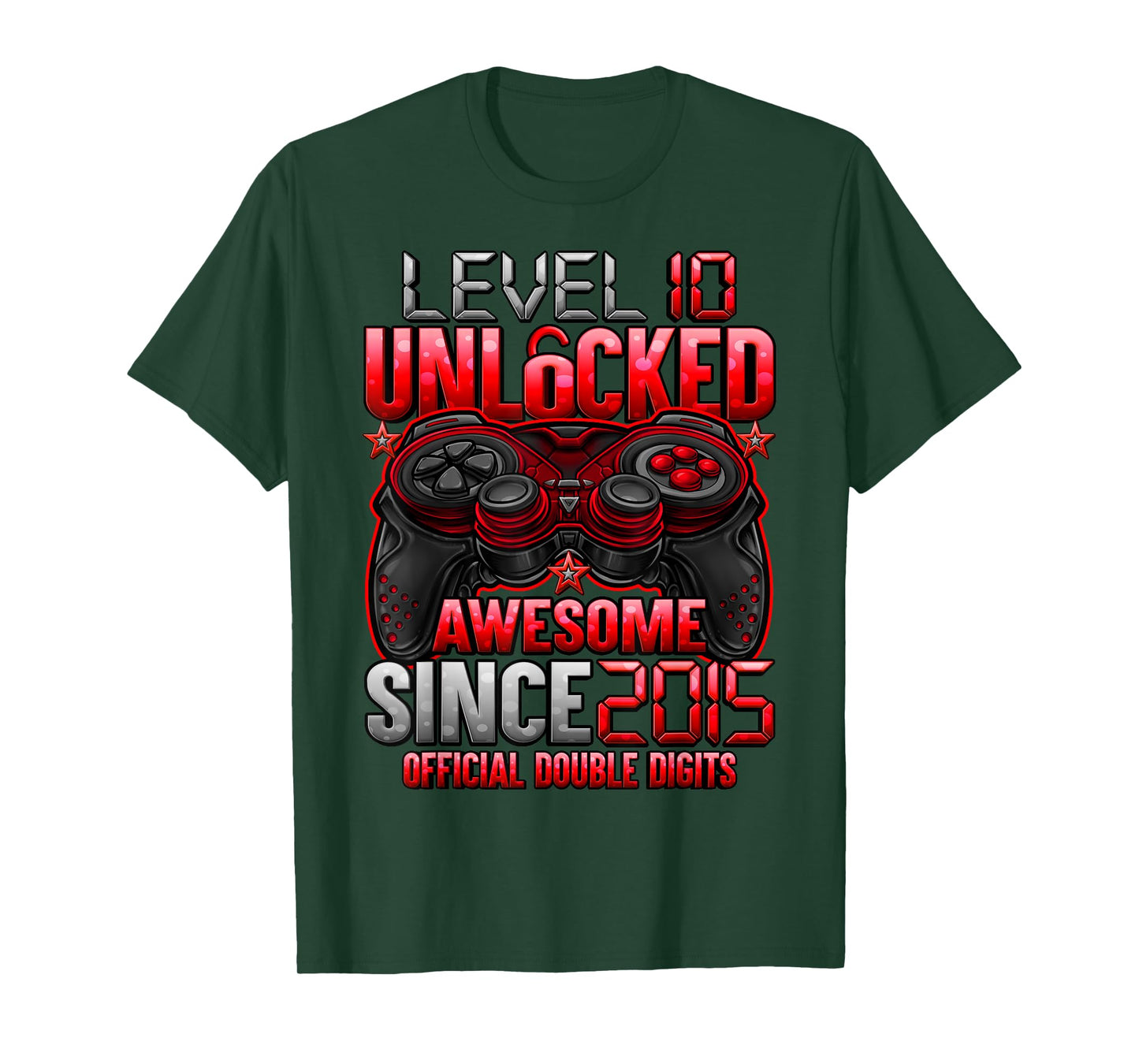 Official Double Digits Level 10 Unlocked 10th Birthday Boy T-Shirt