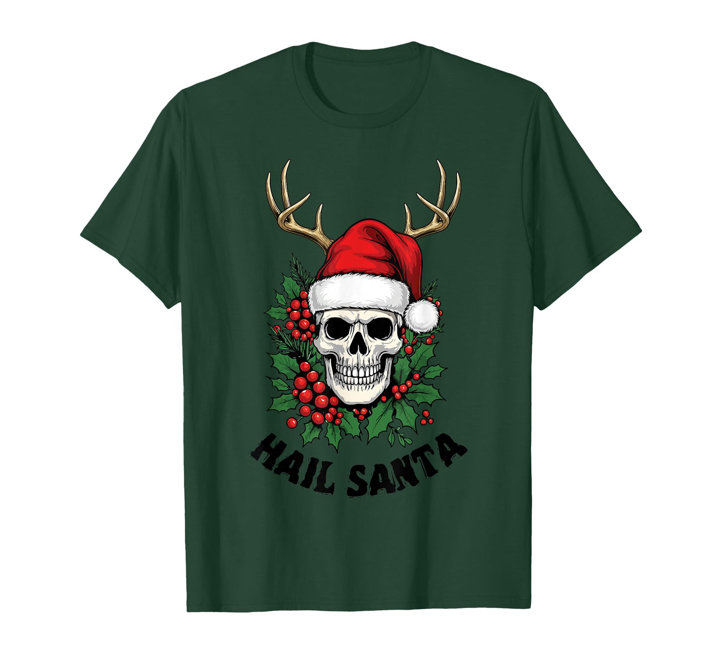 Hail Santa Pagan Happy Solstice Spooky Christmas Skeleton T-Shirt