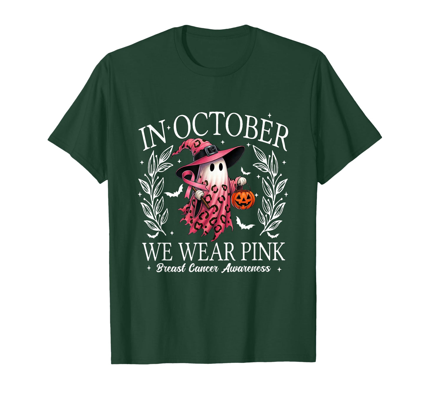 in October We Wear Pink Shirt, Breast Cancer Ghost Tee T-Shirt