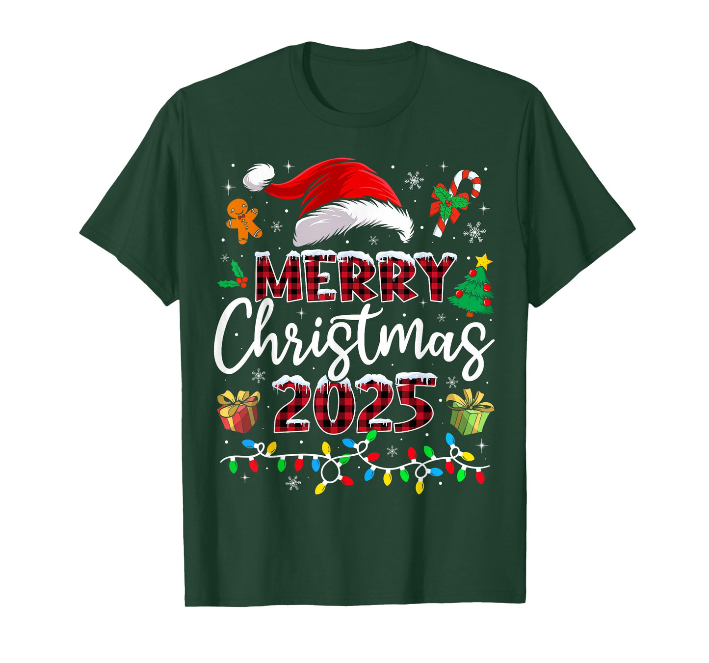 Merry Christmas 2025 Santa Elf Funny Family Matching Pajamas T-Shirt