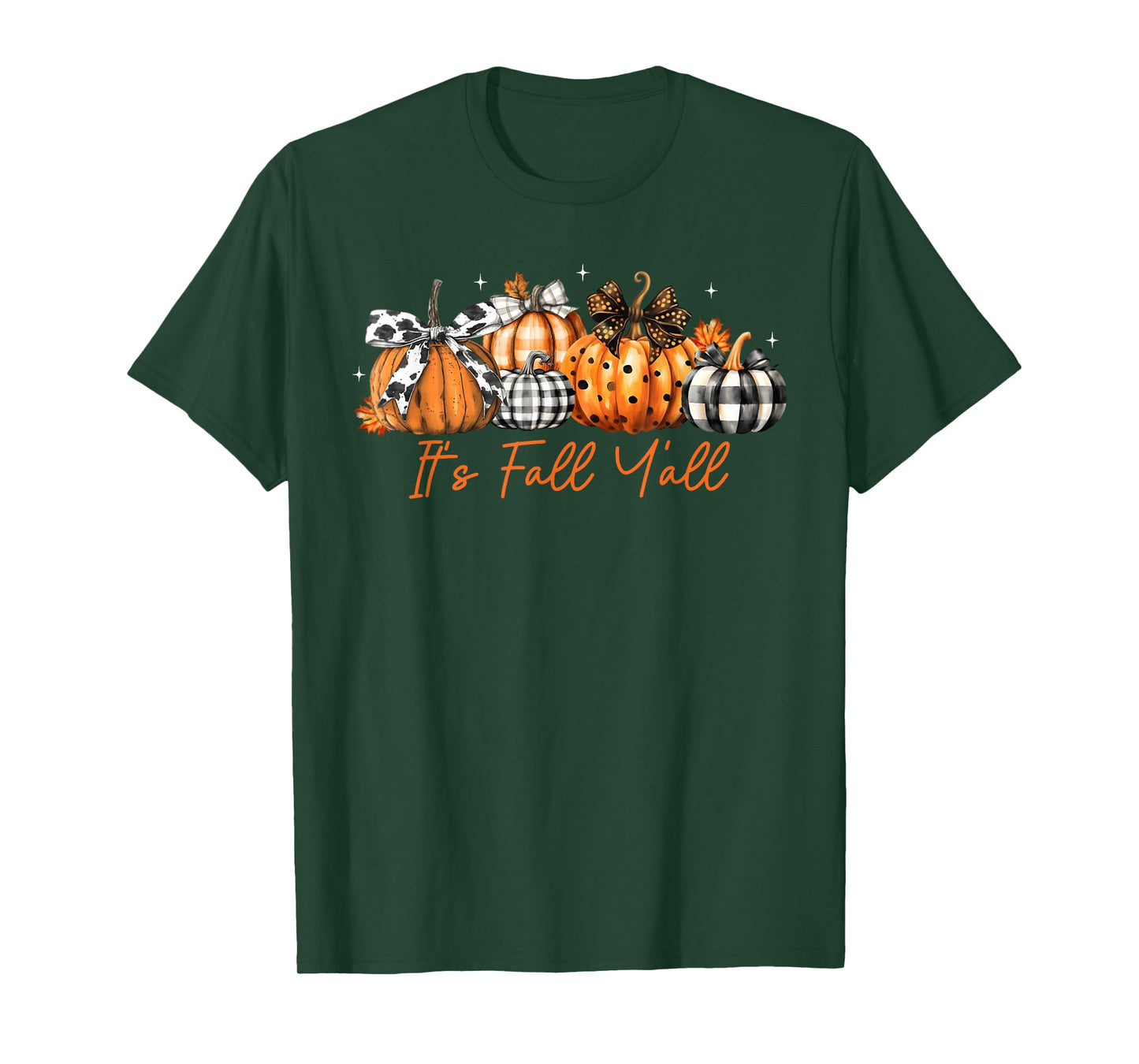 It's Fall Y'all Leopard Pumpkins Plaid Pumpkin Autumn Season T-Shirt