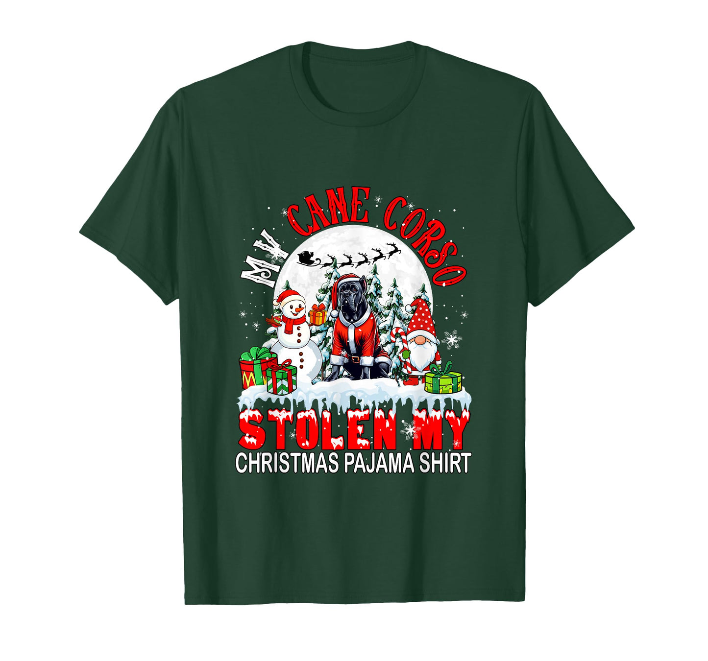My Cane Corso Stolen My Christmas Pajama Shirt Santa Dog T-Shirt