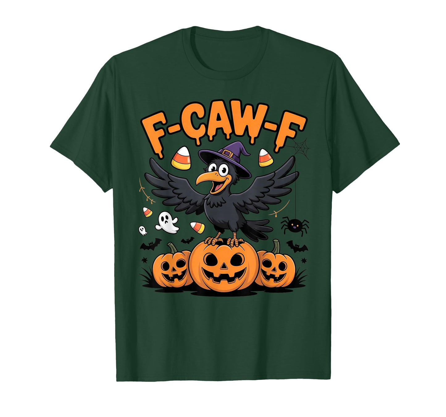 F-CAW-F Cute Crow Black Bird Lover Pumpkin Funny Halloween T-Shirt
