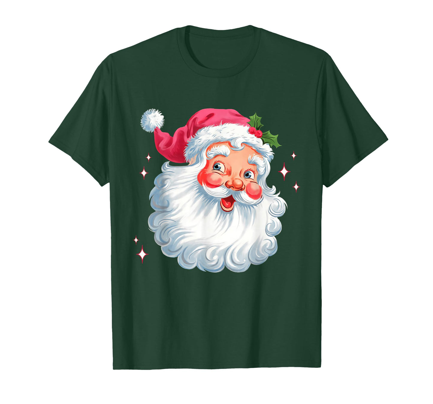 Vintage Pink Santa Claus Pink Christmas Design Men Women Kid T-Shirt