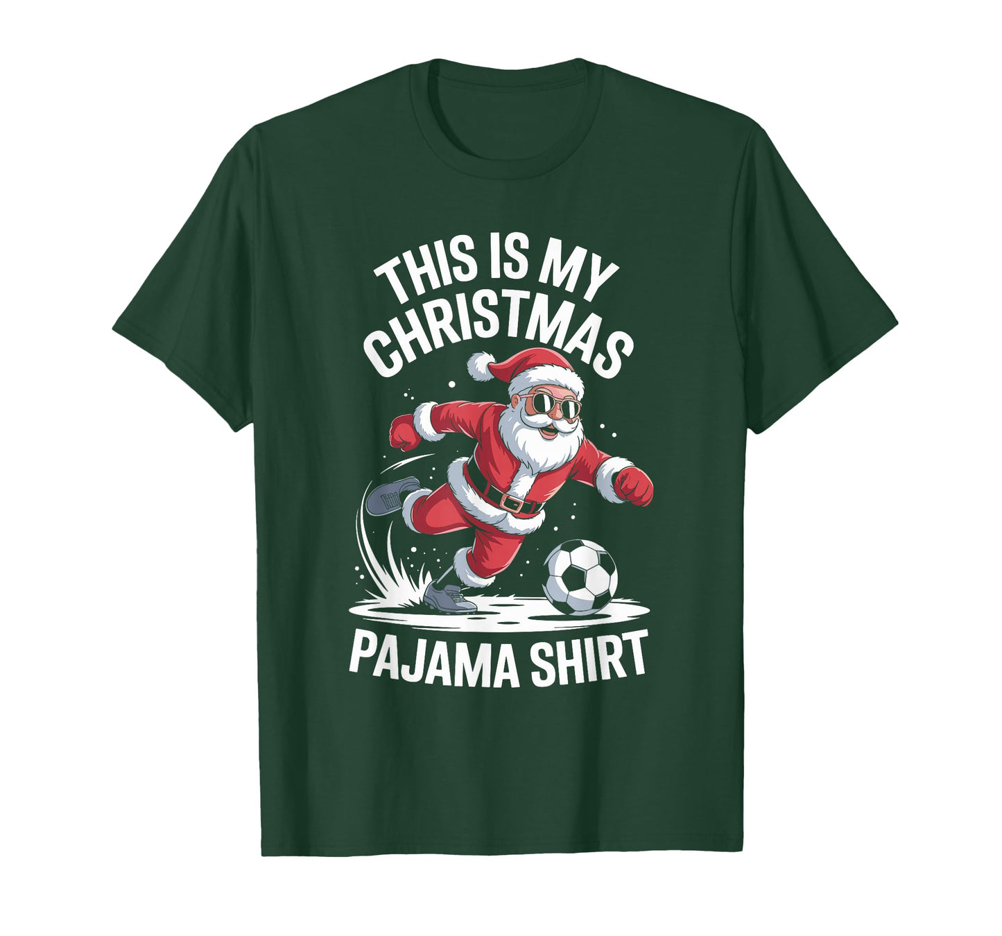 Funny Santa Claus Soccer Player Christmas for Kids Men T-Shirt