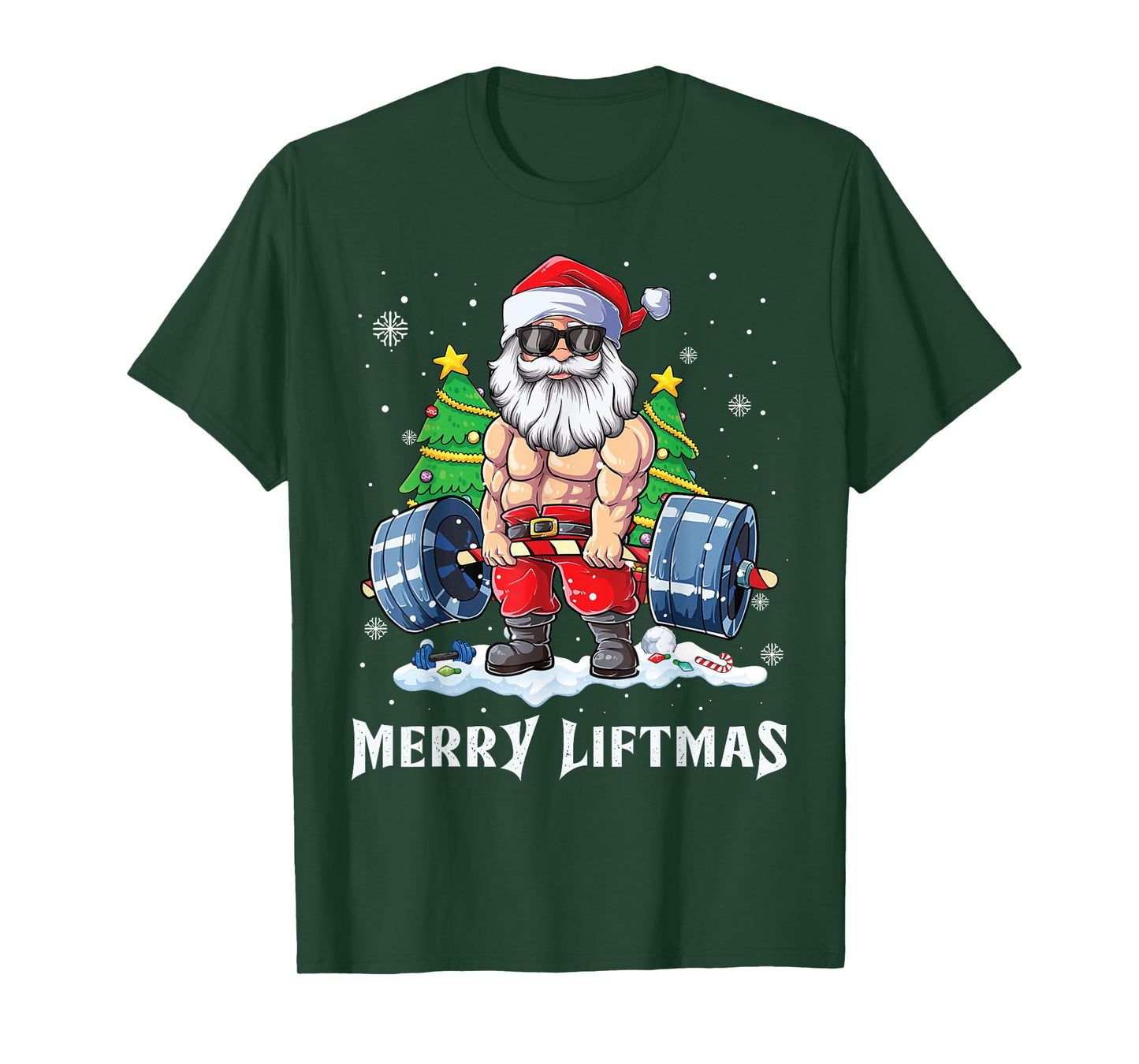 Merry Liftmas Funny Santa Claus Gym Fitness Weightlifting T-Shirt