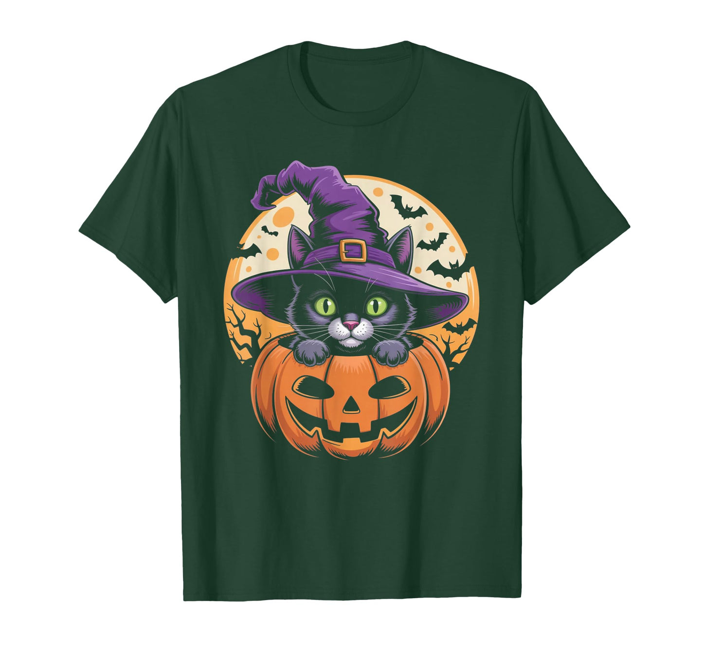 Cat Halloween Pumpkin Black Cat Scarry Spooky Gifts Kids T-Shirt