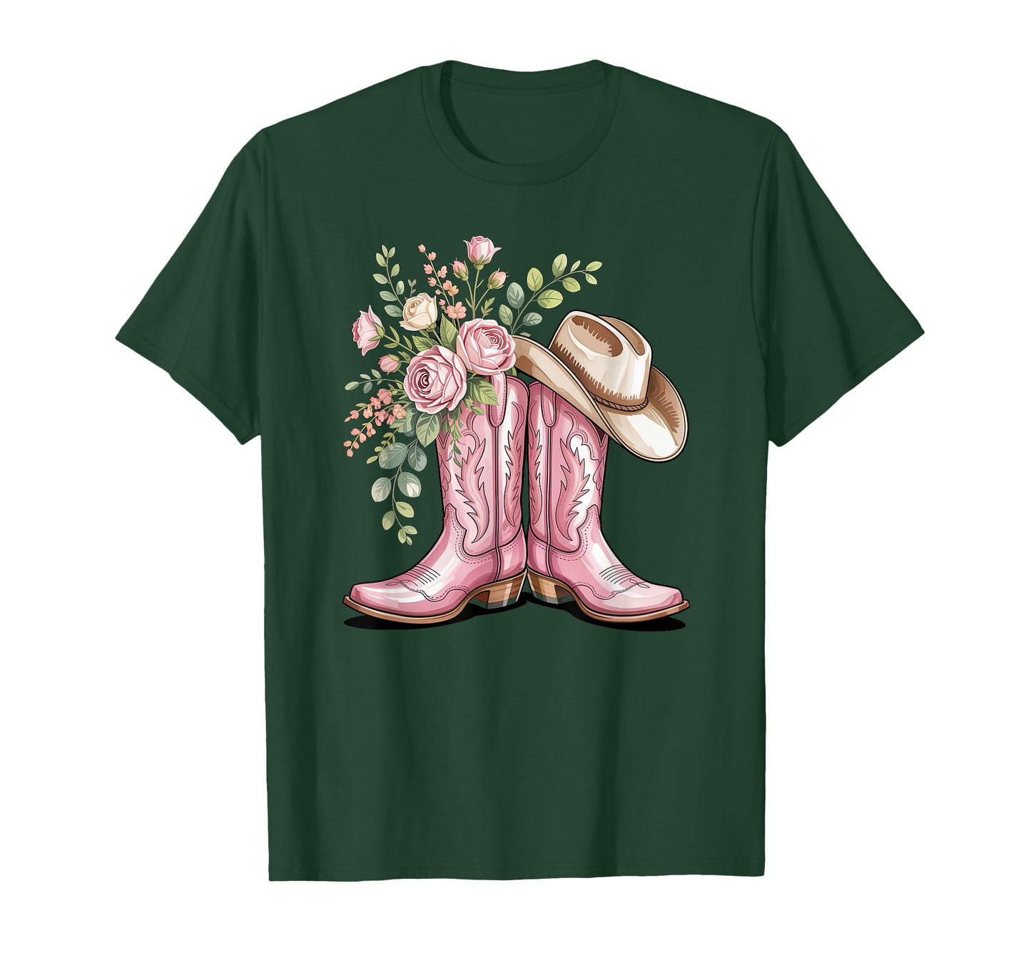 cowboy boot western country cowgirl flowers girl pink woman T-Shirt