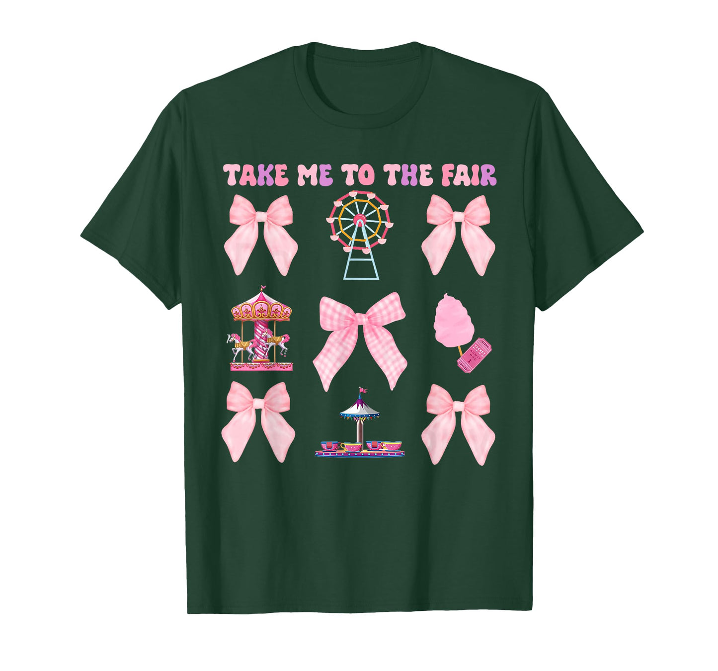 Take Me To The Fair Ferris Wheel Pink Bow T-Shirt