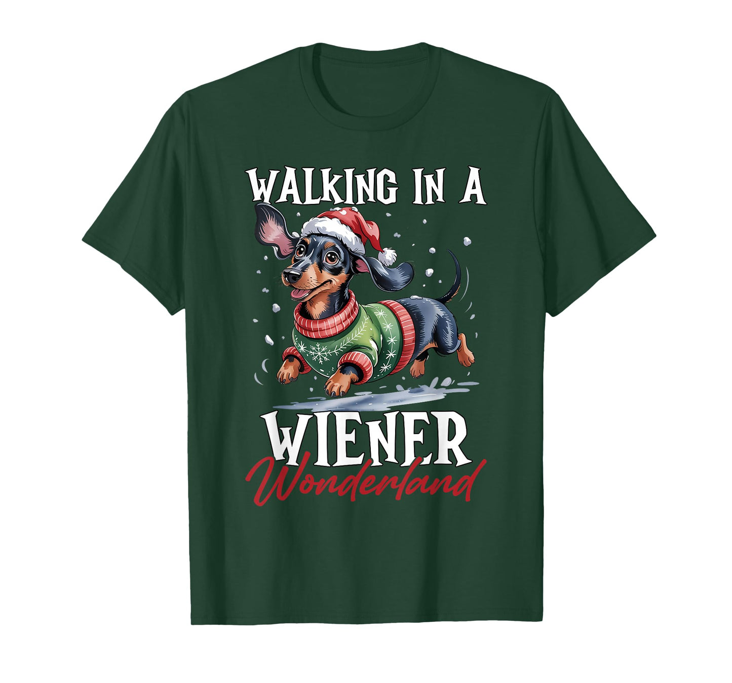 Funny Walking in A Wiener Wonderland Dachshund Lover Women T-Shirt