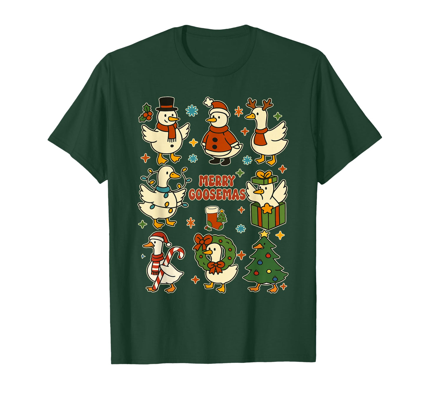 Merry Goosemas Funny Christmas Duck Silly Goose Memes T-Shirt