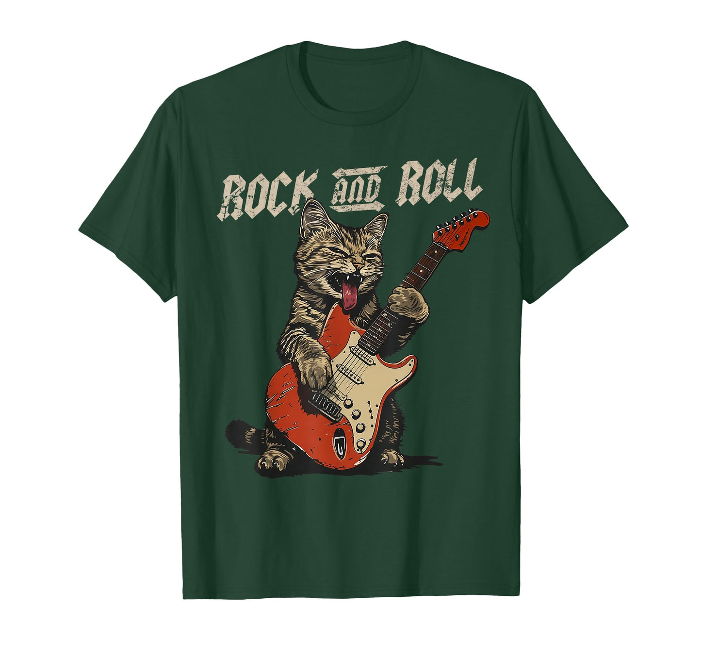 Rock and Roll Guitar Cat Vintage ROCK Guitarist Cat T-Shirt