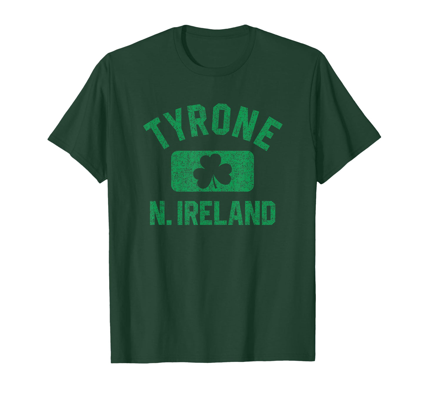 Tyrone N. Ireland Gym Style Distressed Green Print T-Shirt