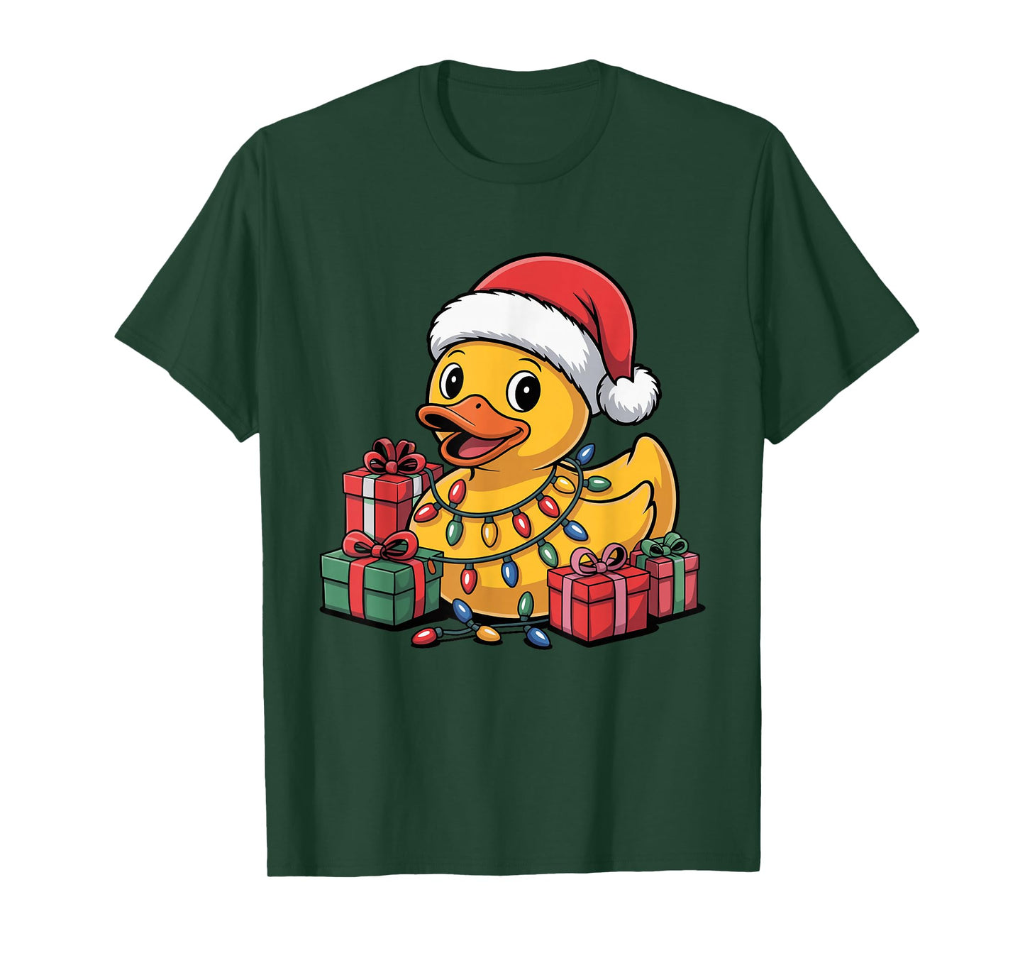 Rubber Duck Santa Hat Christmas Design Funny Animal Lovers T-Shirt