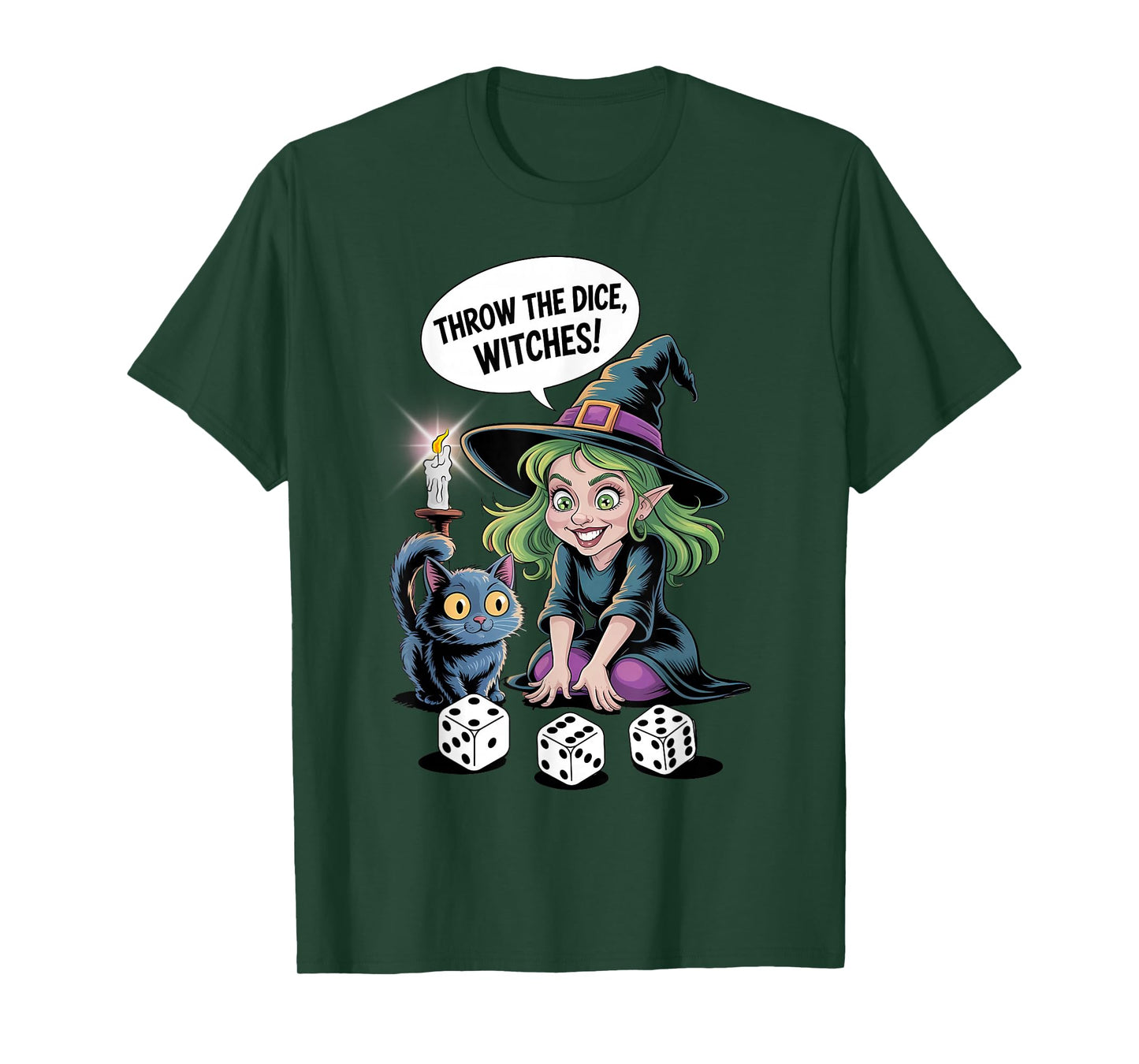 Throw The Dice Witches for Women Bunco Halloween Party T-Shirt