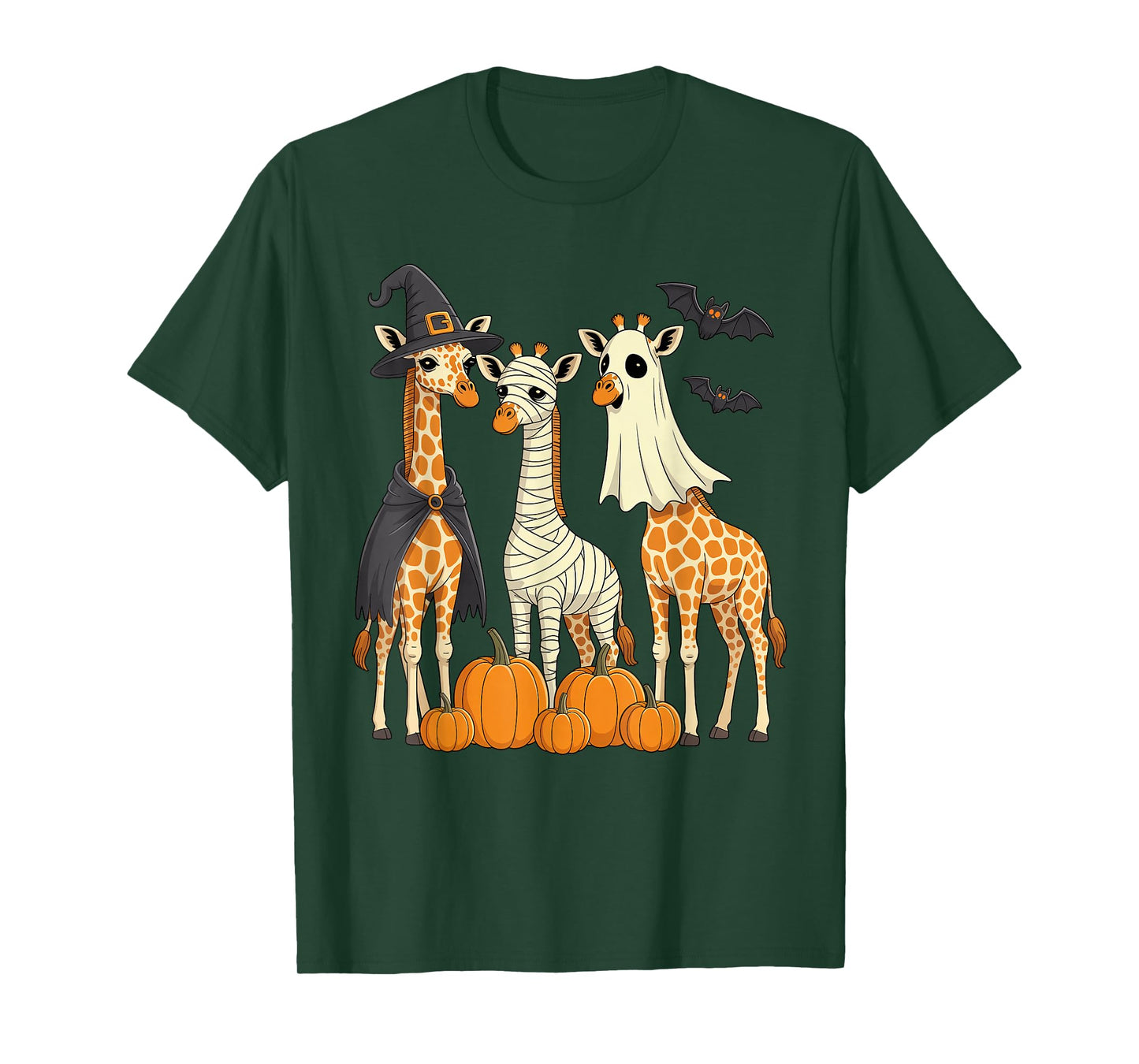 Giraffe Boo Mummy Witch Halloween Costume Giraffe Pumpkin T-Shirt