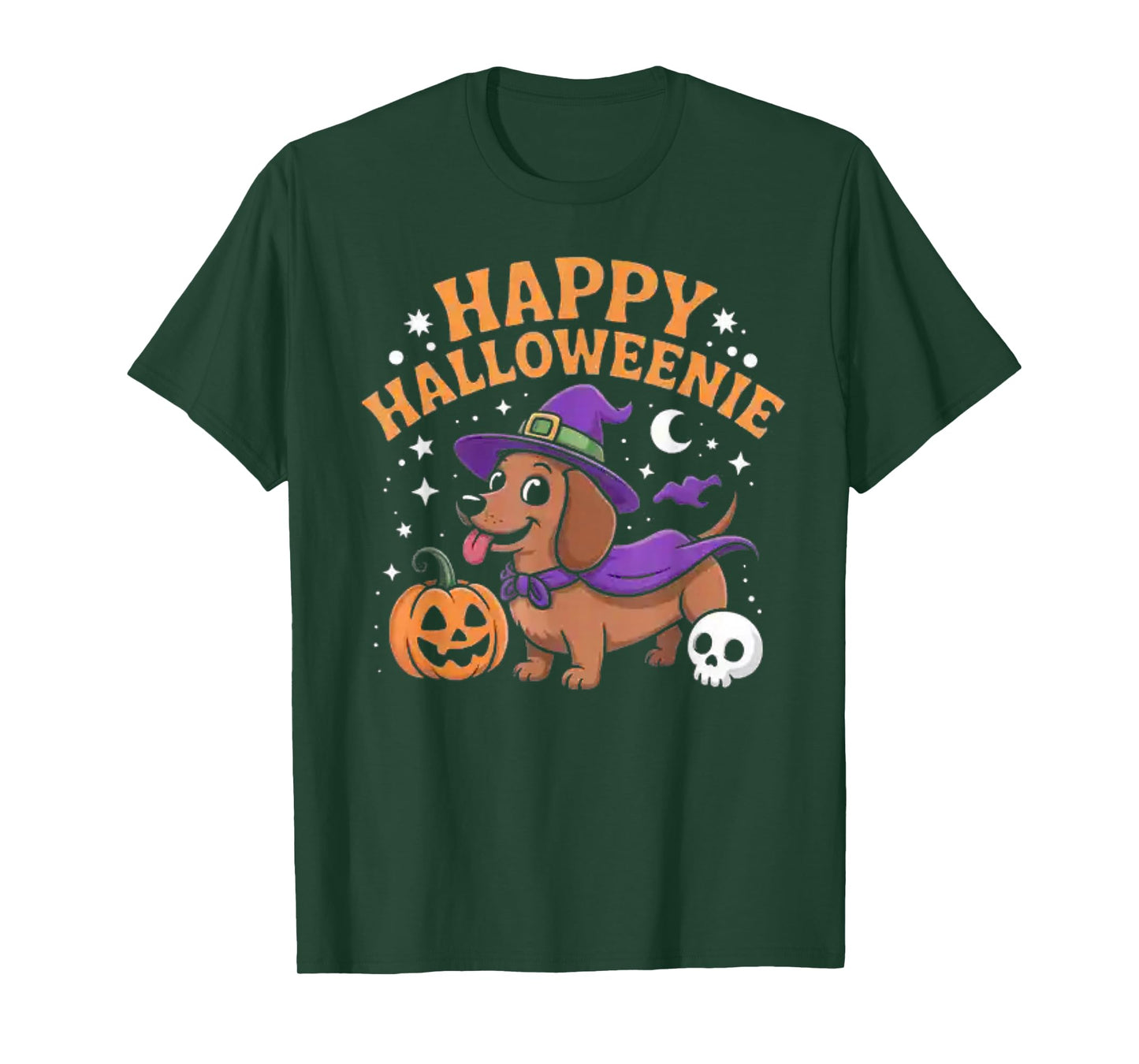 Dachshund Weiner Dog Witch Happy Halloweenie T-Shirt