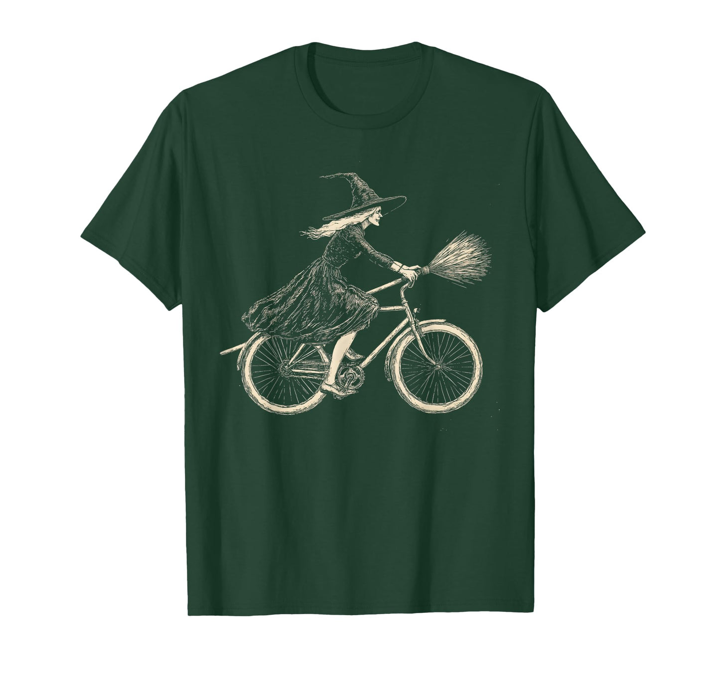 Vintage Halloween Witch on Bicycle Witches Cycling T-Shirt
