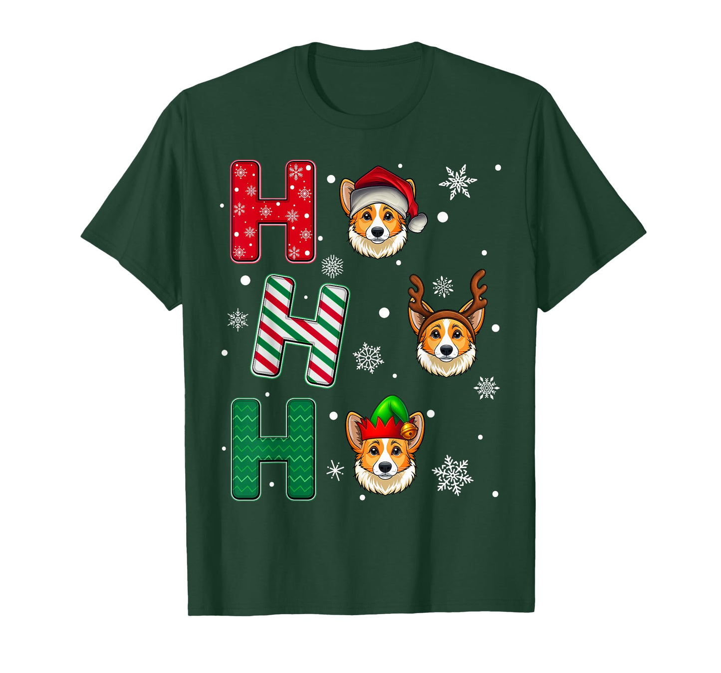 Ho Ho Ho Corgi Dog Lover Matching Christmas Santa Elf Xmas T-Shirt