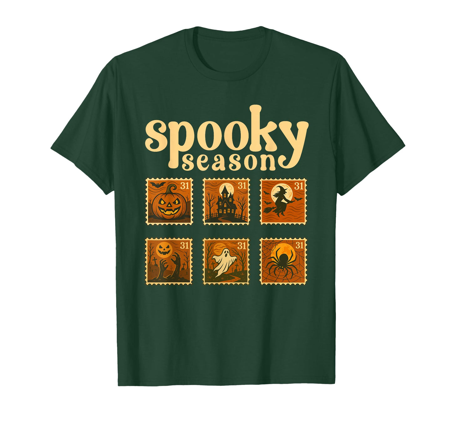 Vintage Halloween Postage Stamps Spooky Art T-Shirt