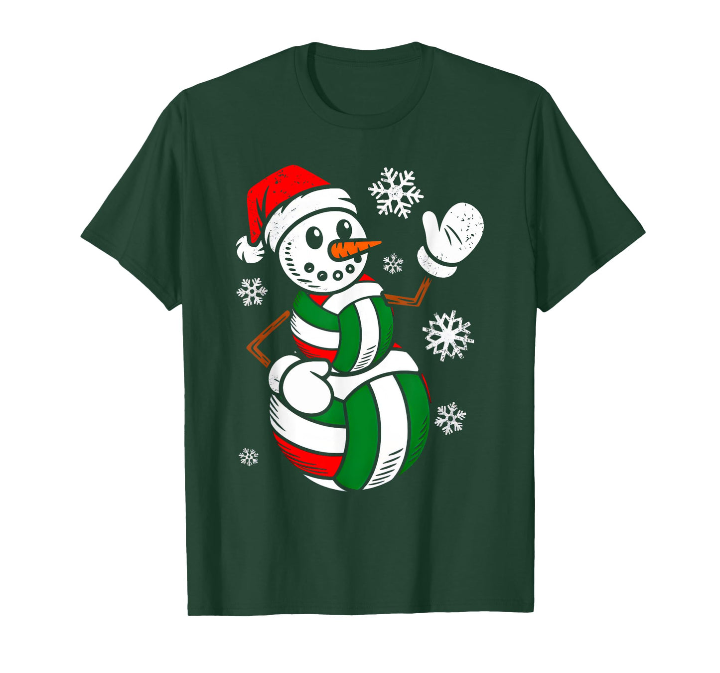 Volleyball Santa Hat Snowman Xmas Funny Volleyball Christmas T-Shirt