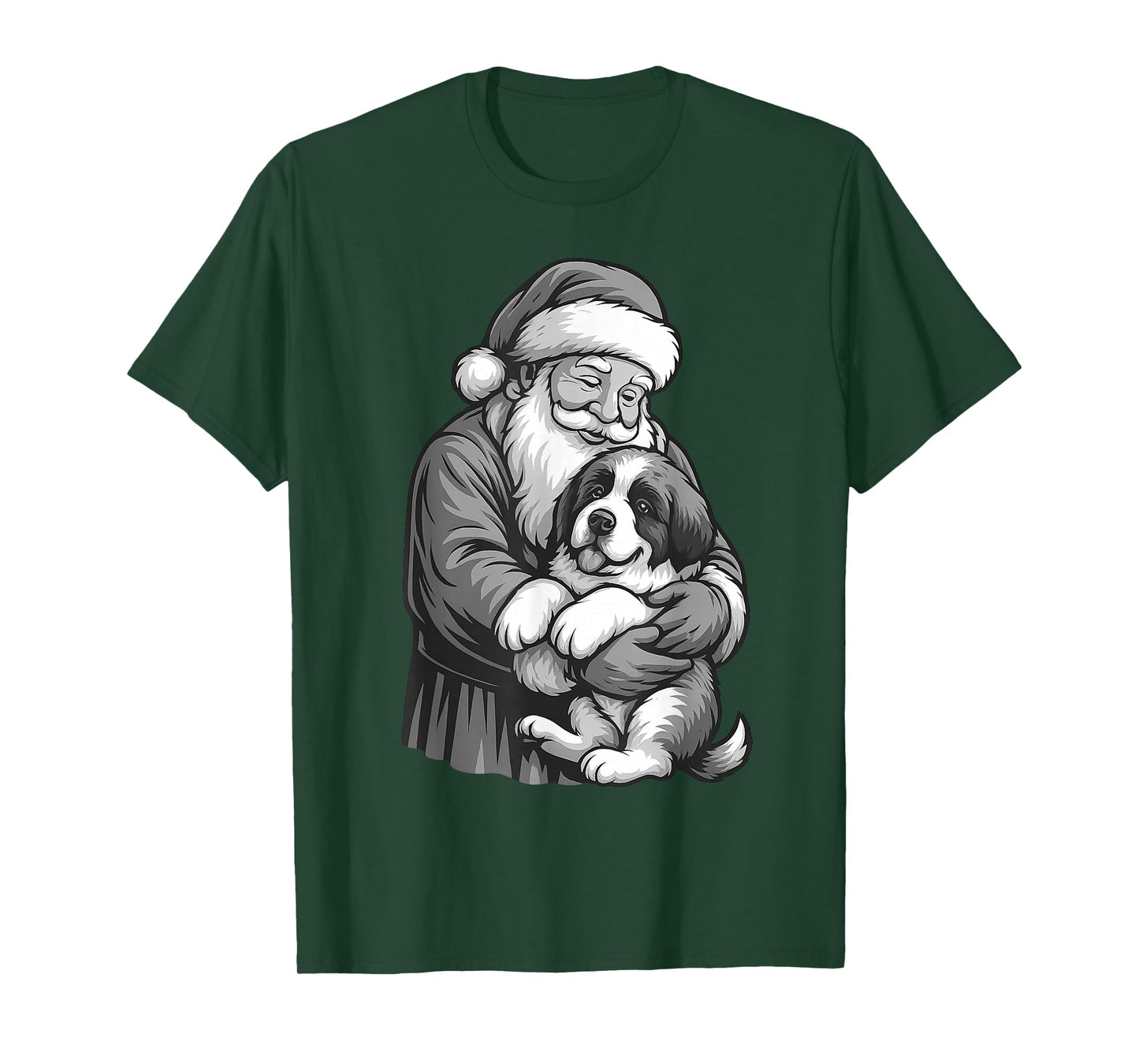 Saint Bernard Santa Claus Christmas Dog Lover T-Shirt