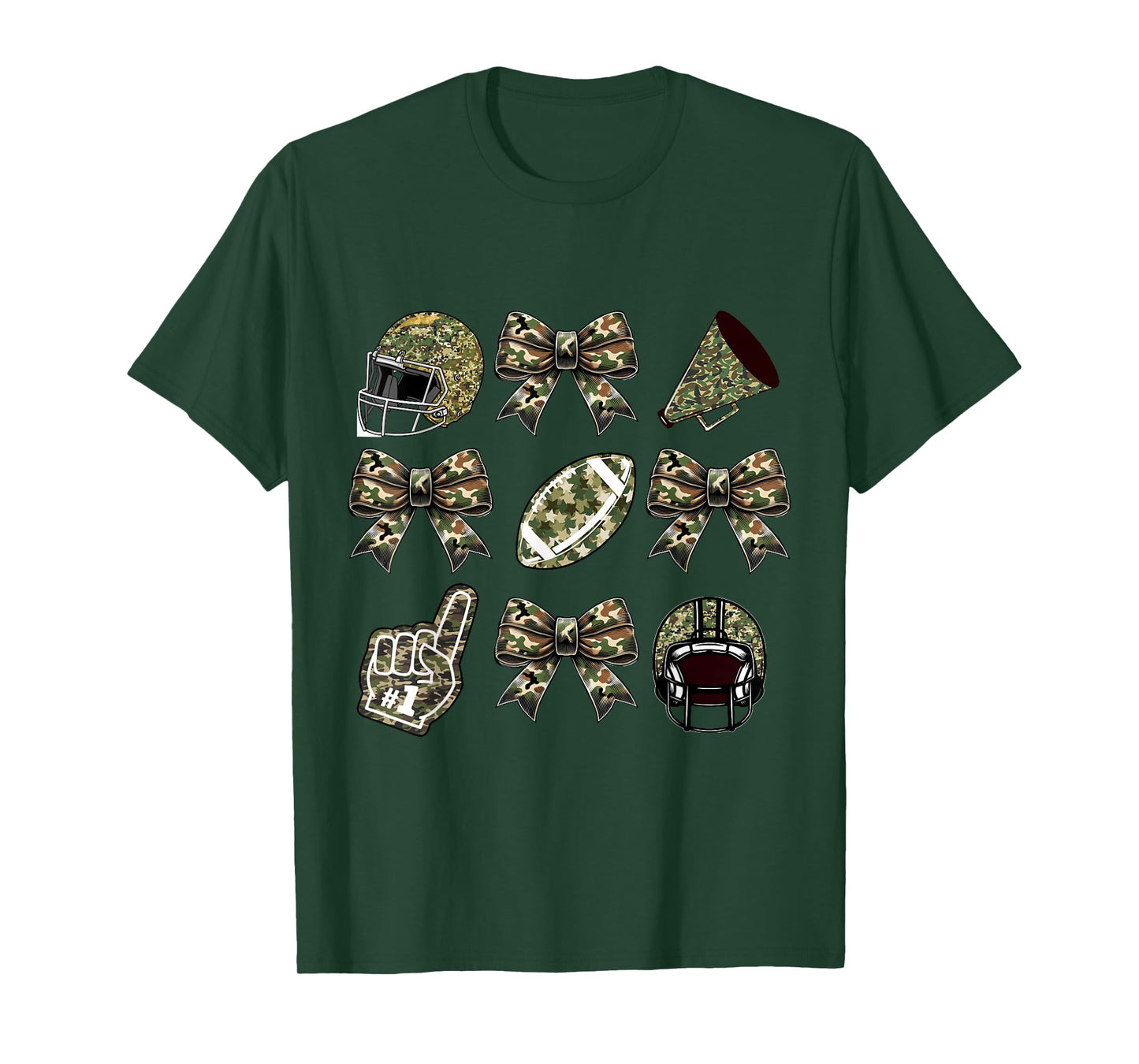 Camo Football Coquette Bow Football Mom Game Day Girls Women T-Shirt