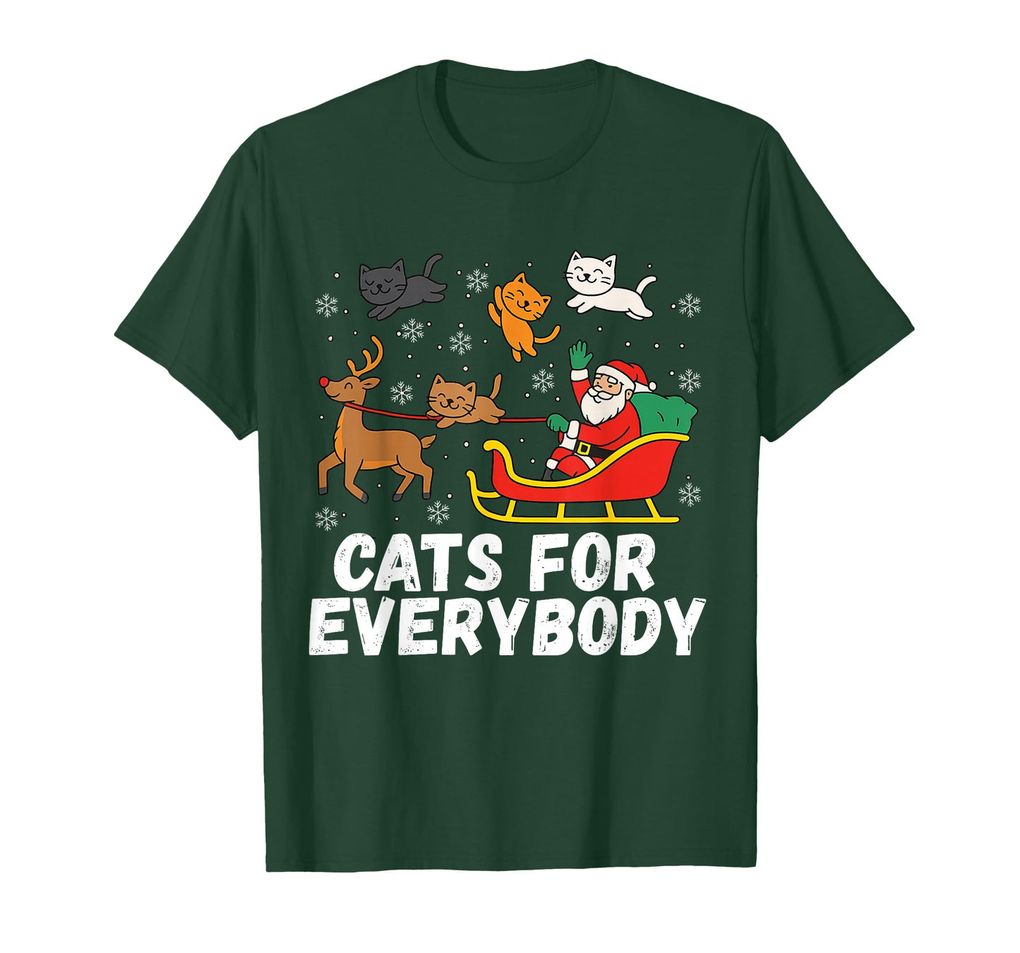 Cats for Everybody Christmas Cat Funny Xmas Women Santa T-Shirt