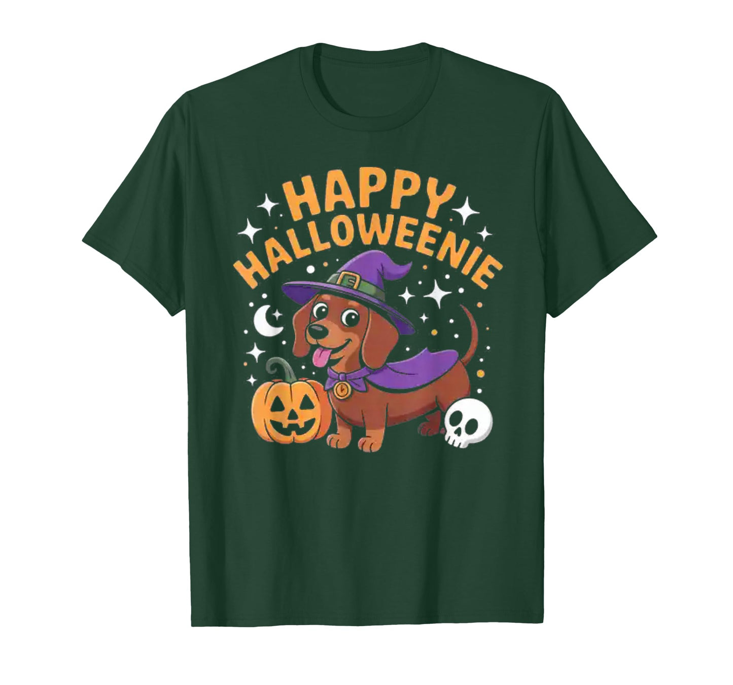 Dachshund Weiner Dog Witch Happy Halloweenie T-Shirt