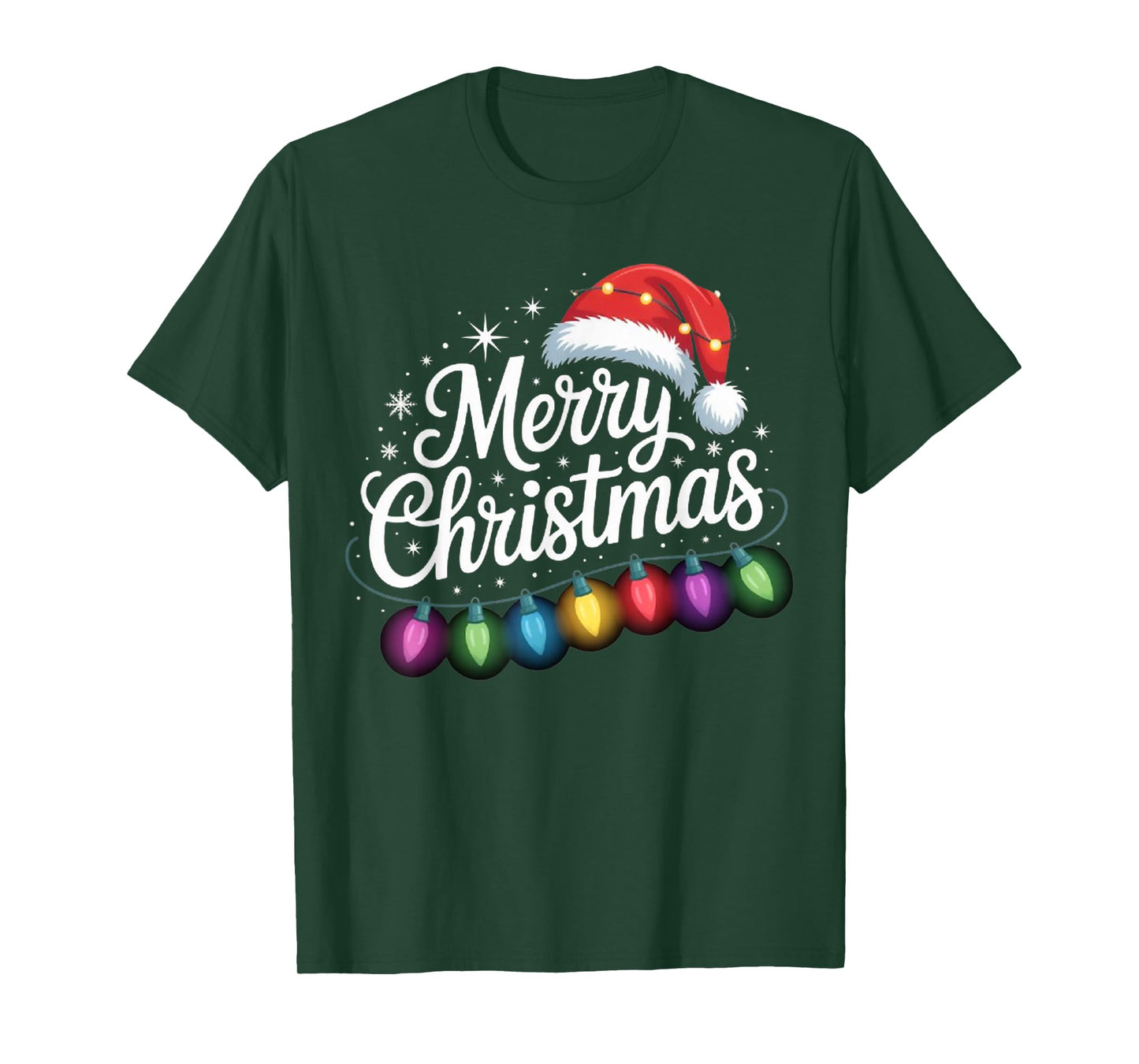Funny Christmas Lights Santa Hat Merry Xmas Holiday Family T-Shirt
