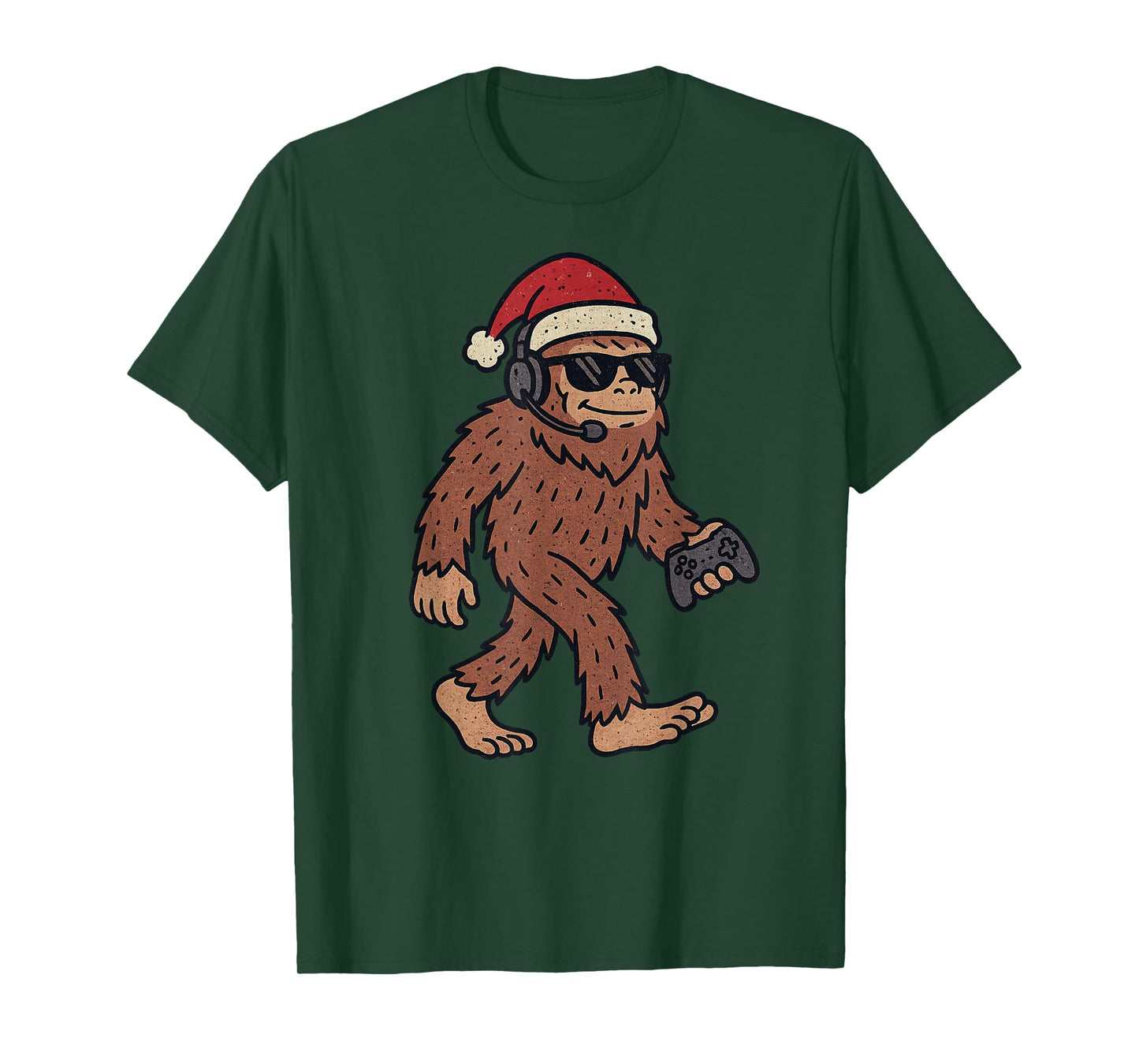 Sasquatch Gaming Christmas Vintage Funny Gamer Xmas T-Shirt
