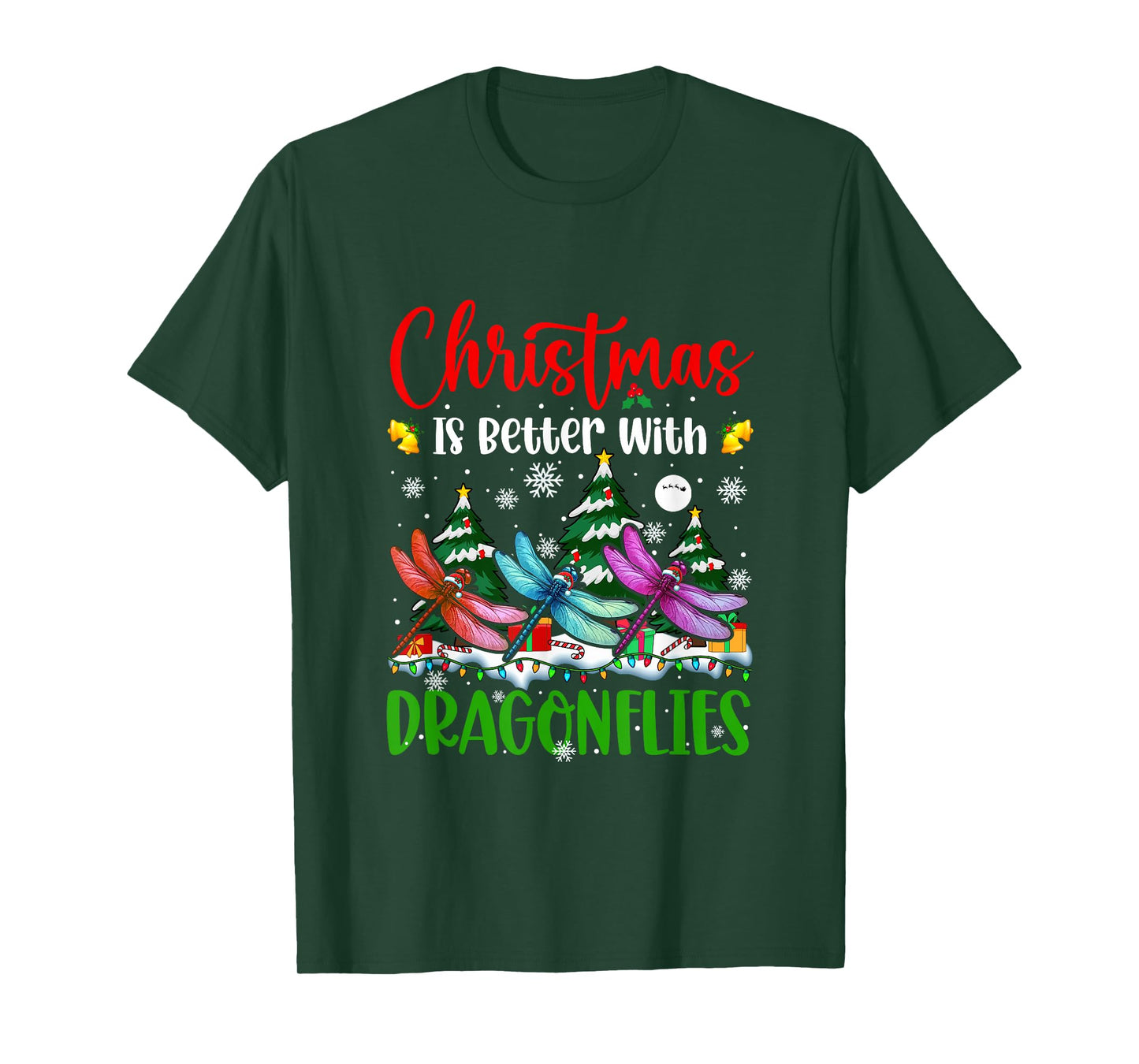 Xmas is Better Funny Joke Dragonflies Lover Christmas Tree T-Shirt