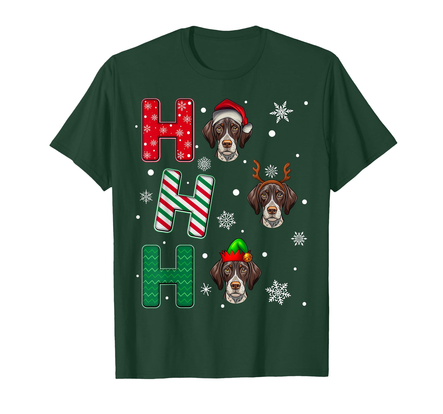 Ho Ho Ho German Shorthaired Pointer Dog Christmas Santa Elf T-Shirt