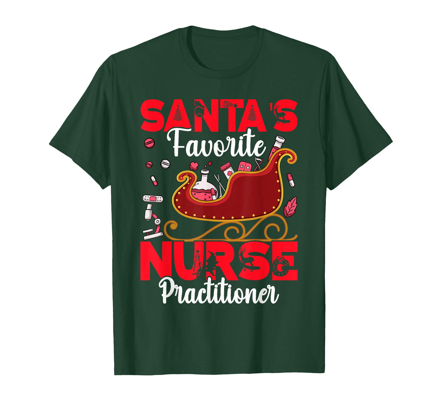Santa's Favorite Nurse Practitioner Christmas Nursing T-Shirt