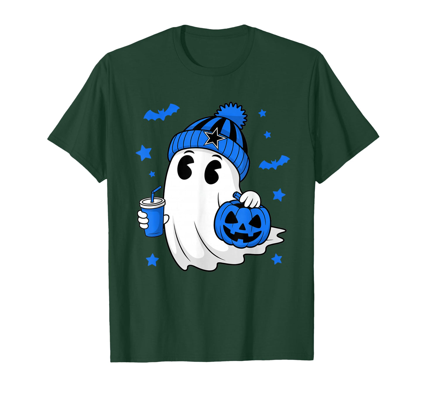 Vintage Dallas Ghost Cute Ghost Halloween Blue Pumpkin T-Shirt