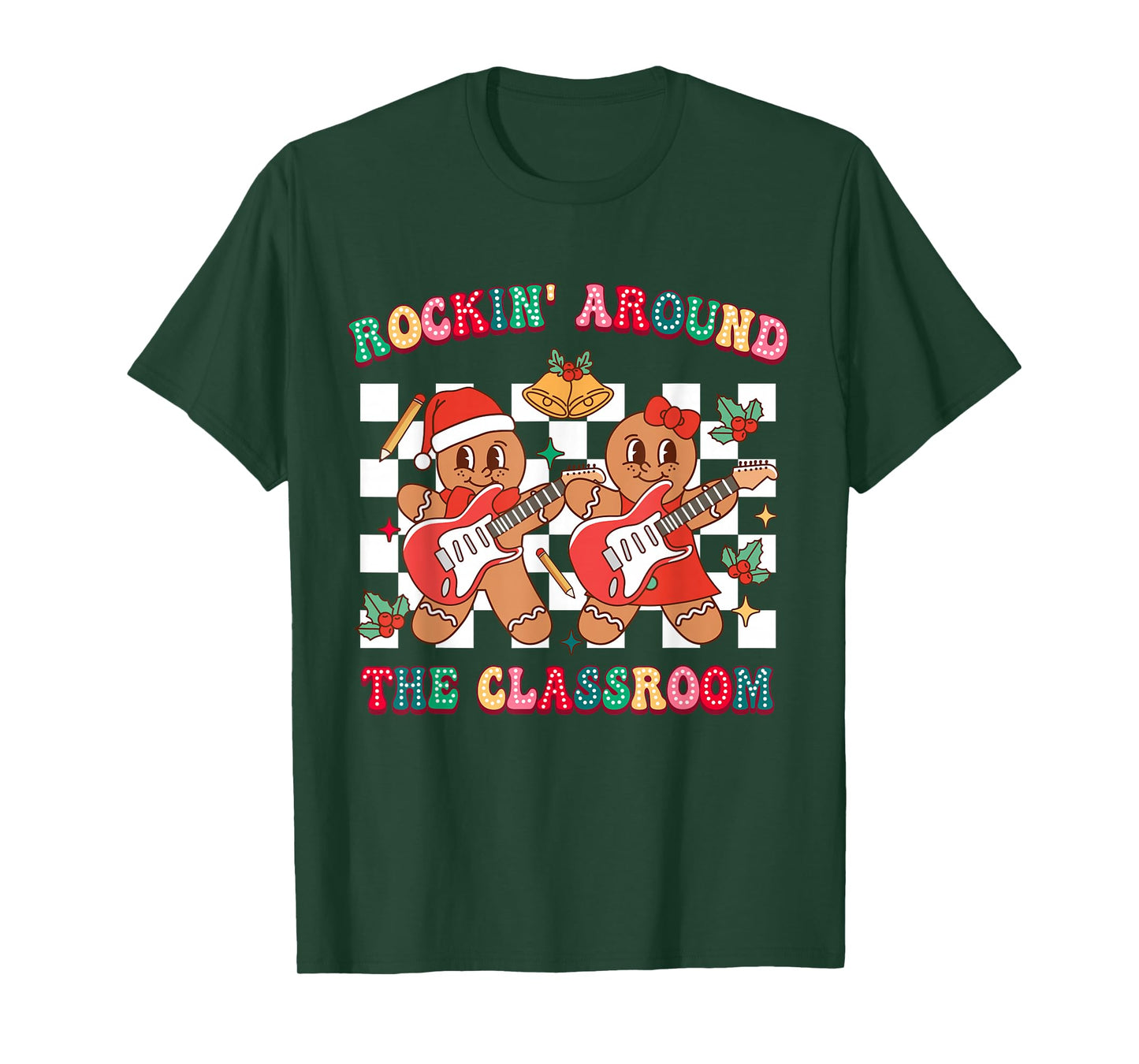 Gingerbread Cookies Christmas Rockin' Around The Classroom T-Shirt