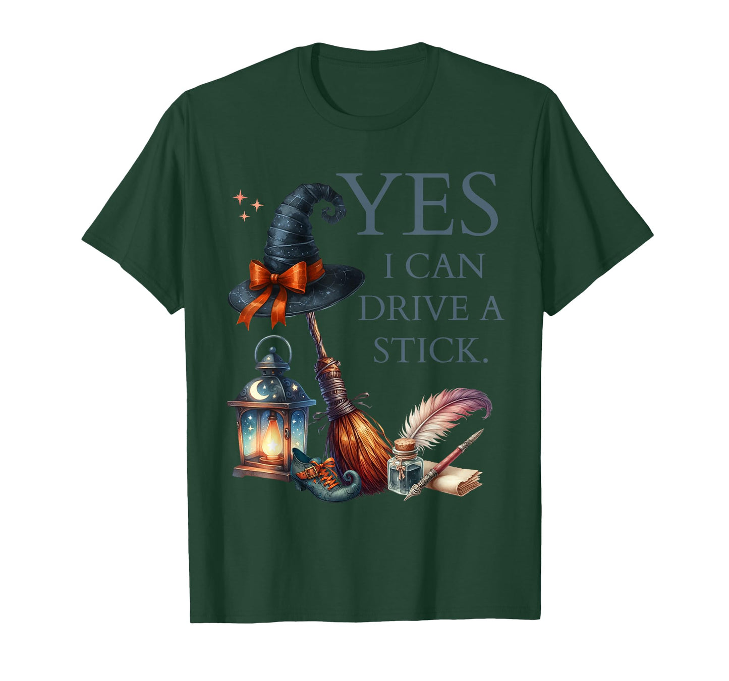 Yes I Can Drive A Stick Funny Halloween Witch Broomstick T-Shirt