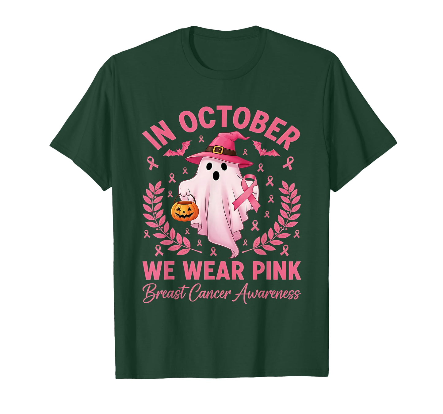 Breast Cancer Women Halloween in October We Wear T-Shirt