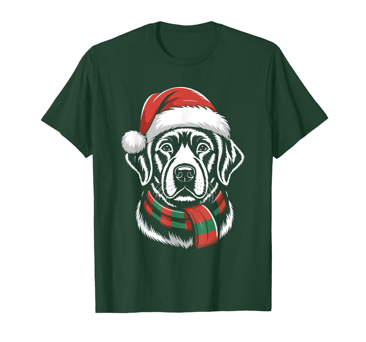 Labrador Dog Xmas Santa Hat Scarf Christmas Costume T-Shirt