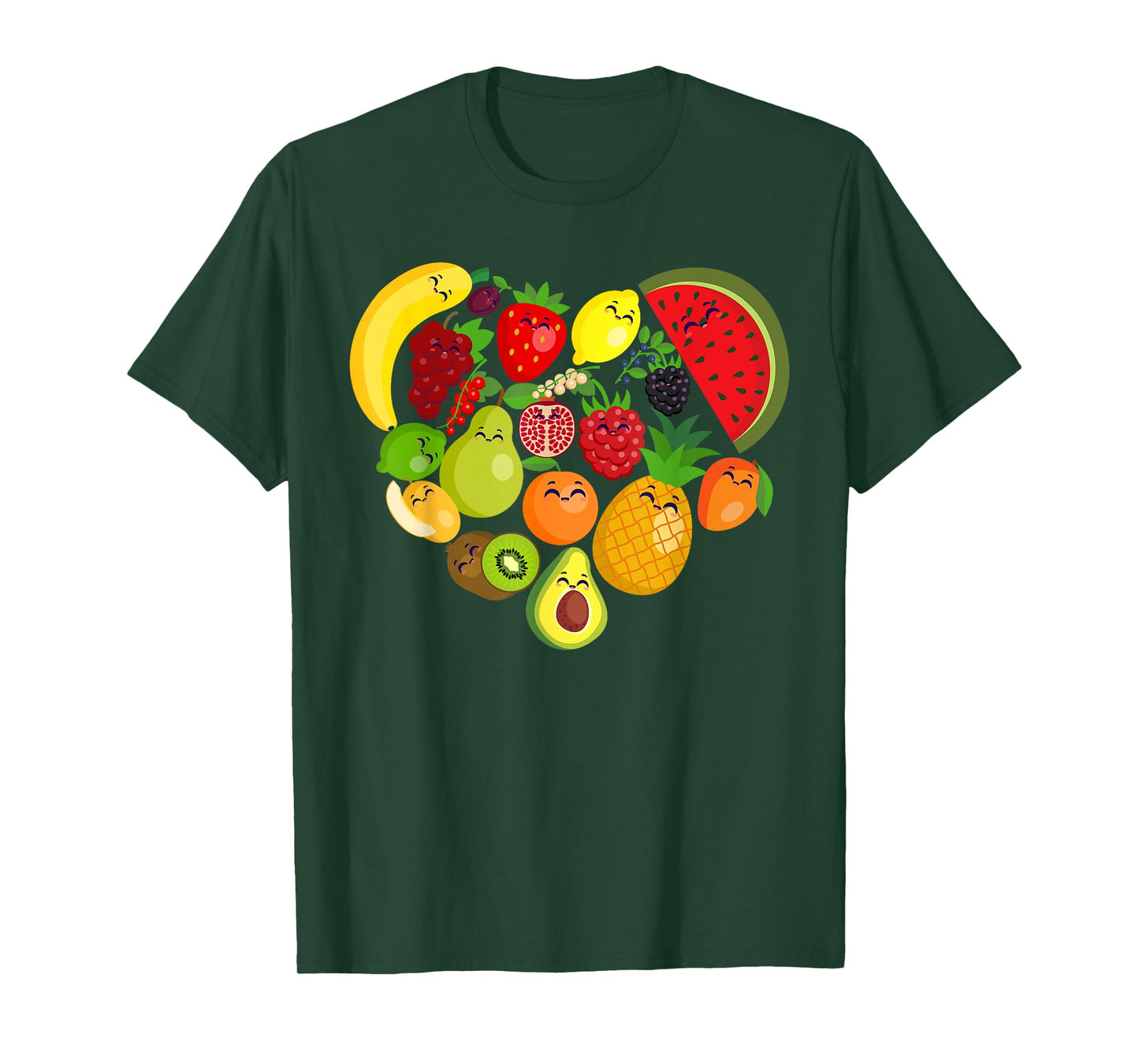 Funny Fruits Collage Cute heart Fruit and Vegetables T-Shirt