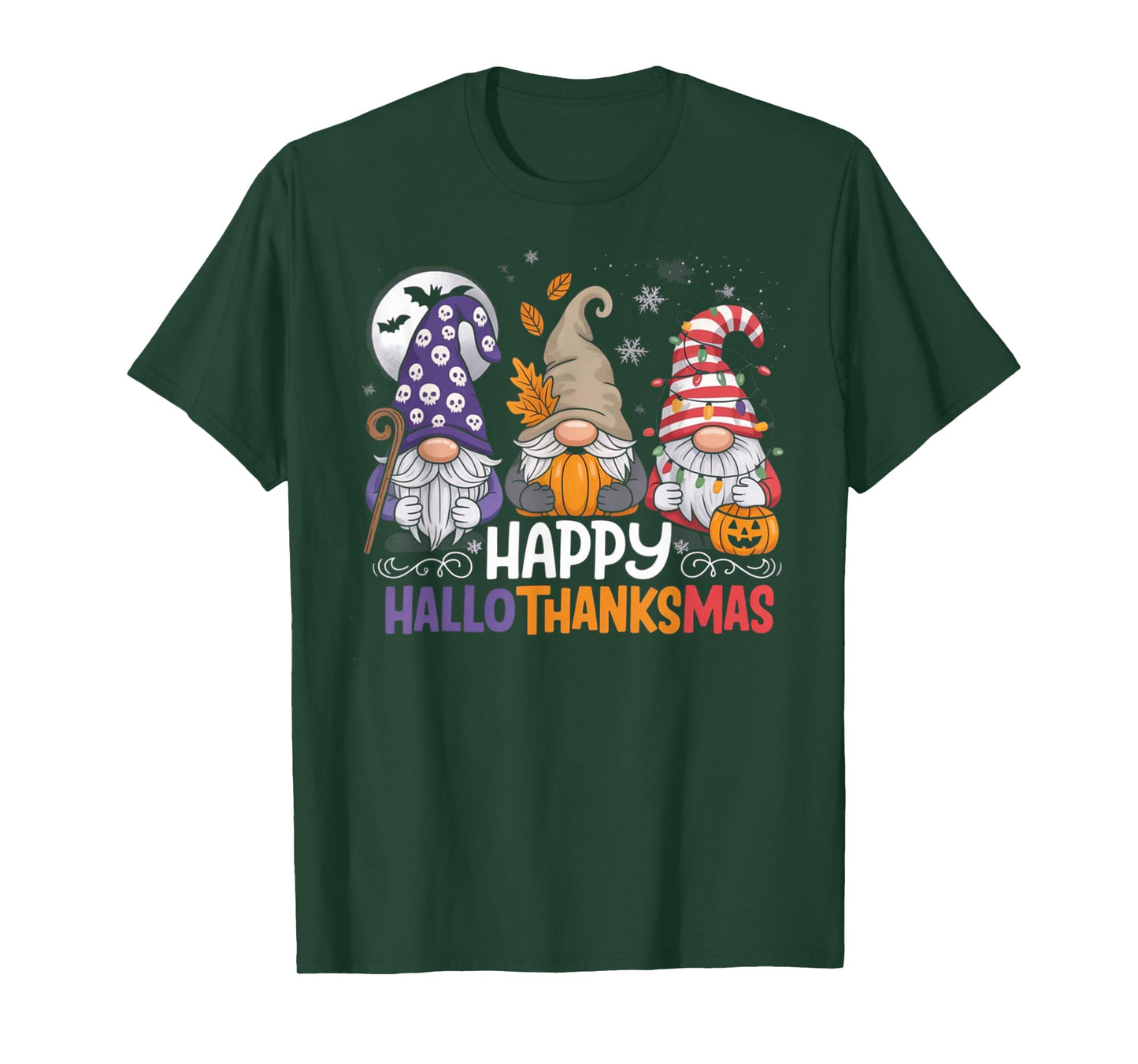 HalloThanksMas Gnomes Halloween Thanksgiving T-Shirt