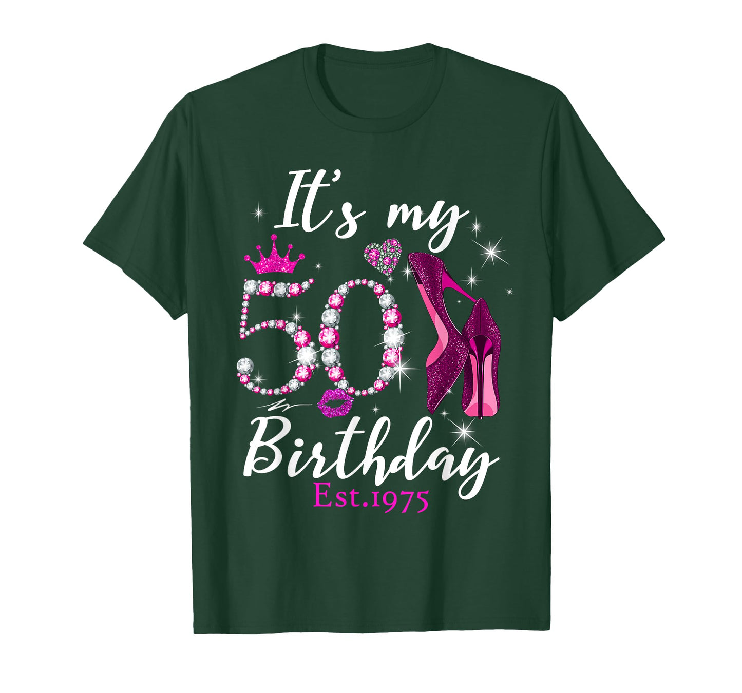 Womens It's My 50th Birthday EST 1975 50 Years Old Diamond T-Shirt
