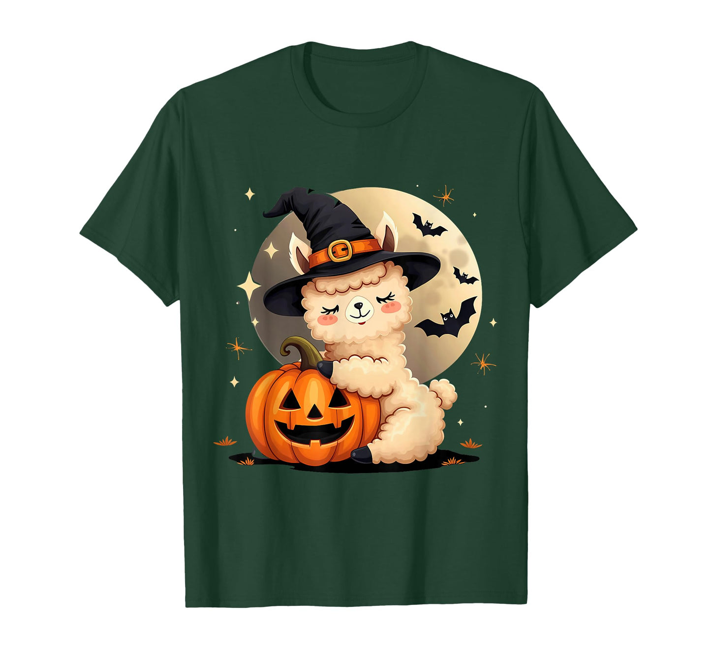 Halloween Alpaca Witch Hat Pumpkin Spooky T-Shirt