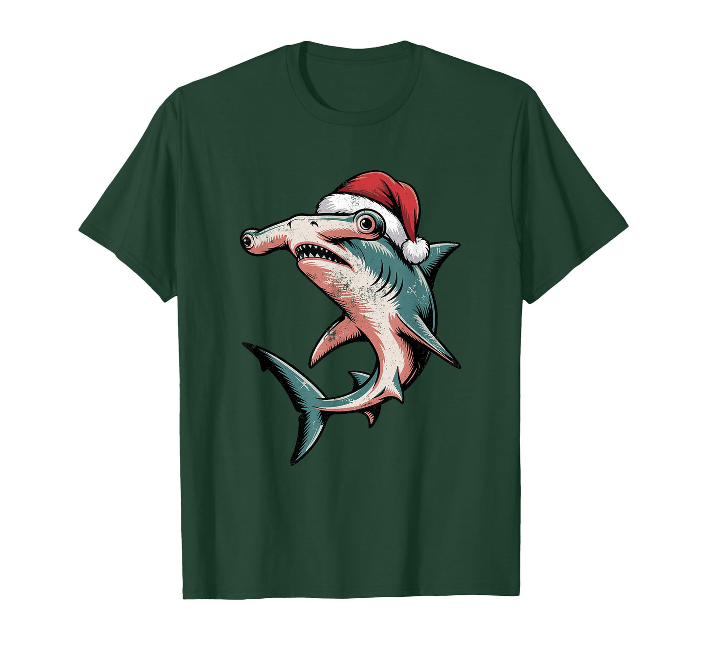 Hammerhead Shark Santa Hat Christmas Vintage Holiday T-Shirt